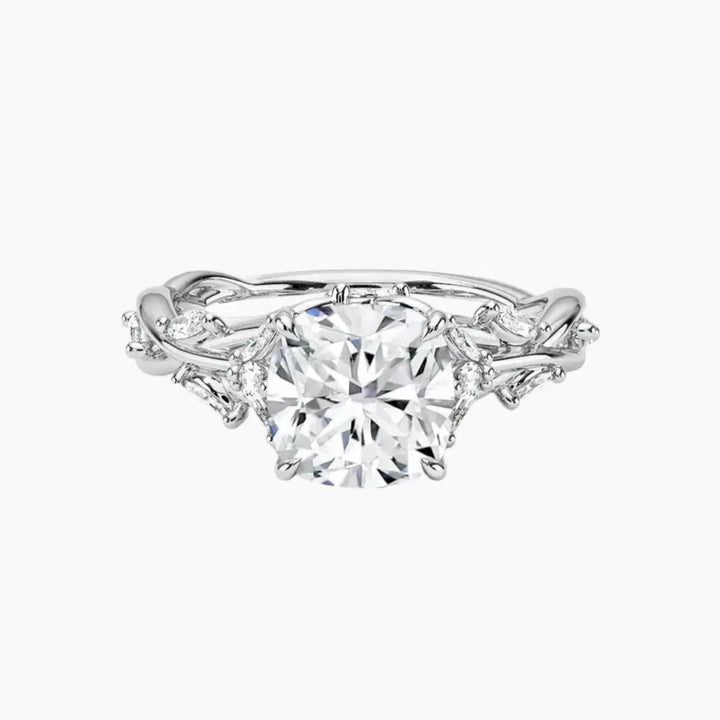 Melia Cushion Designer 3 Carat Lab Grown Diamond Engagement Ring in 14K White Gold