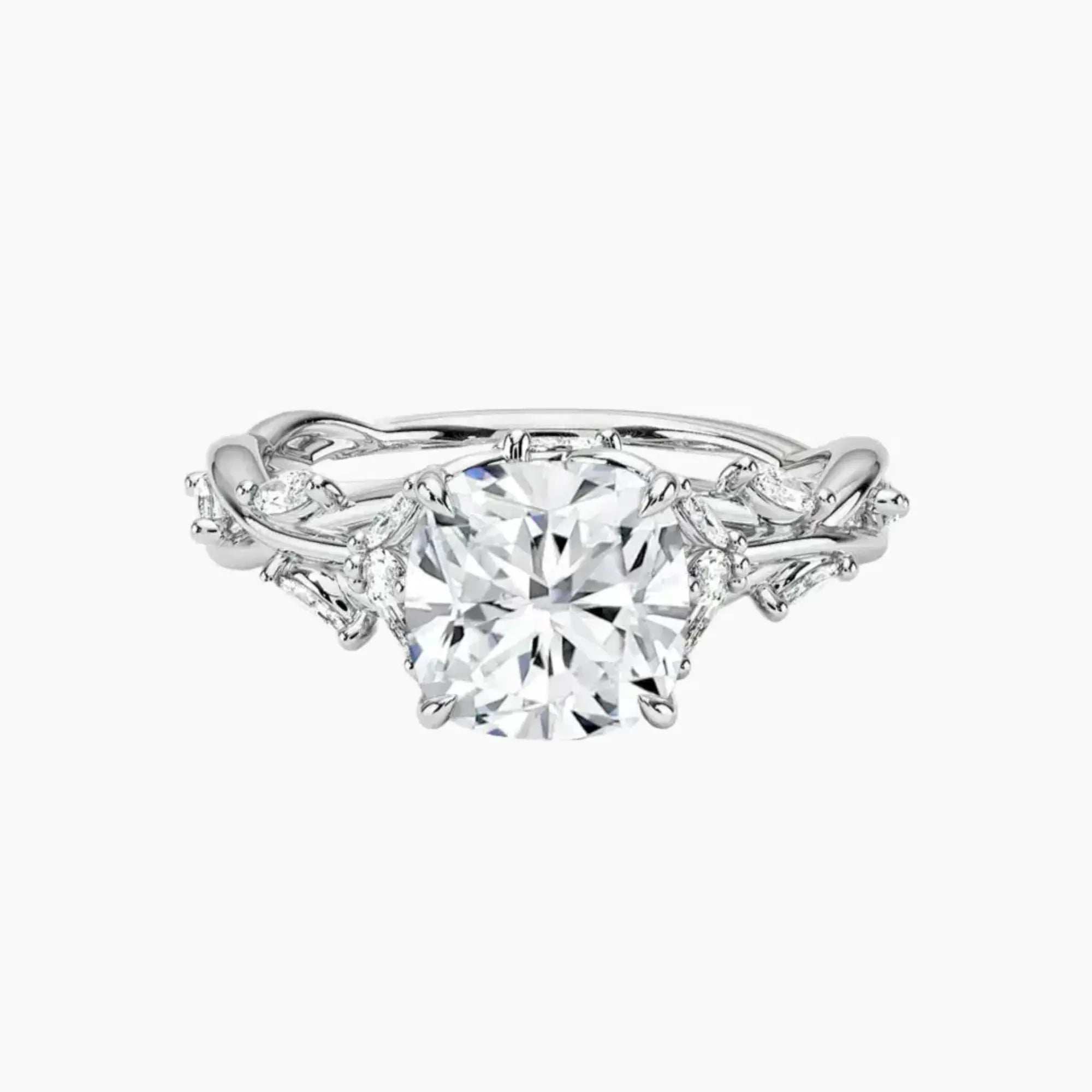Melia Cushion Designer 1 Carat Lab Grown Diamond Engagement Ring in 14K Yellow Gold