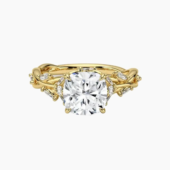 Melia Cushion Designer 3 Carat Lab Grown Diamond Engagement Ring in 14K Yellow Gold