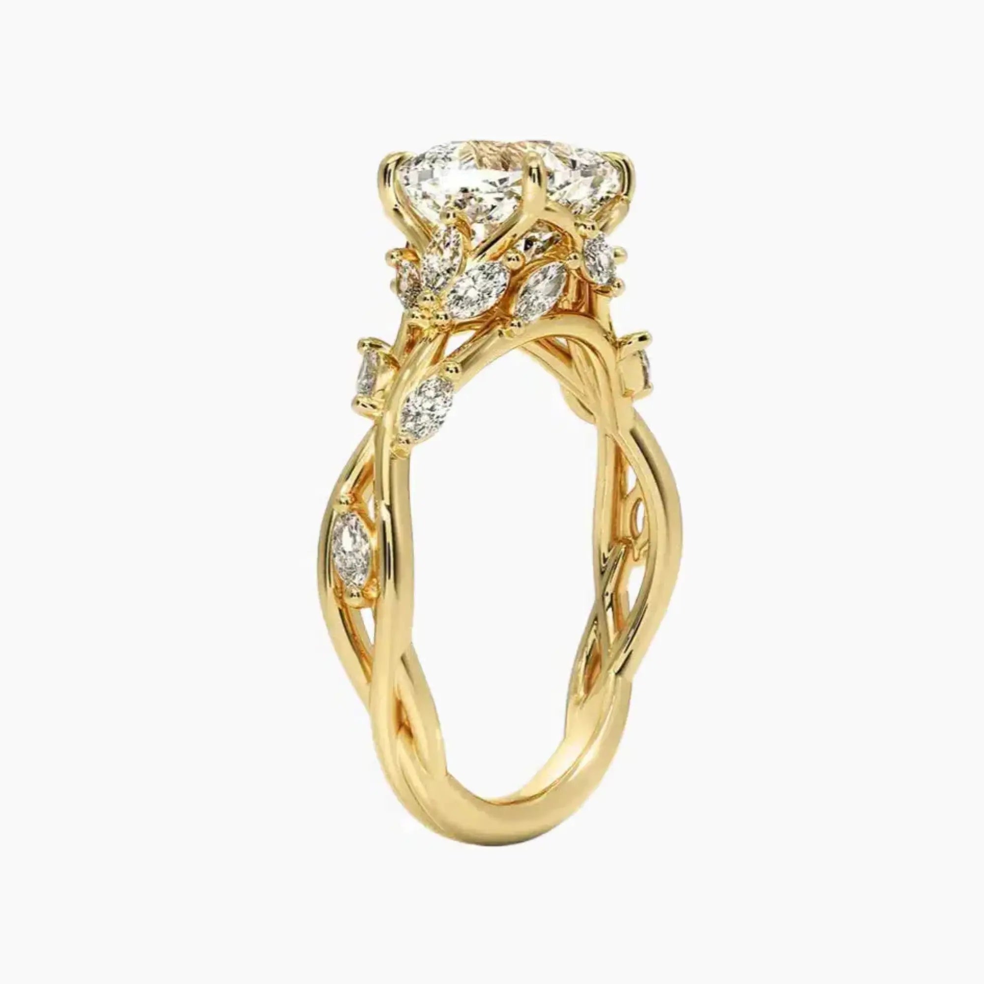 Melia Cushion Designer 1 Carat Lab Grown Diamond Engagement Ring in 14K White Gold