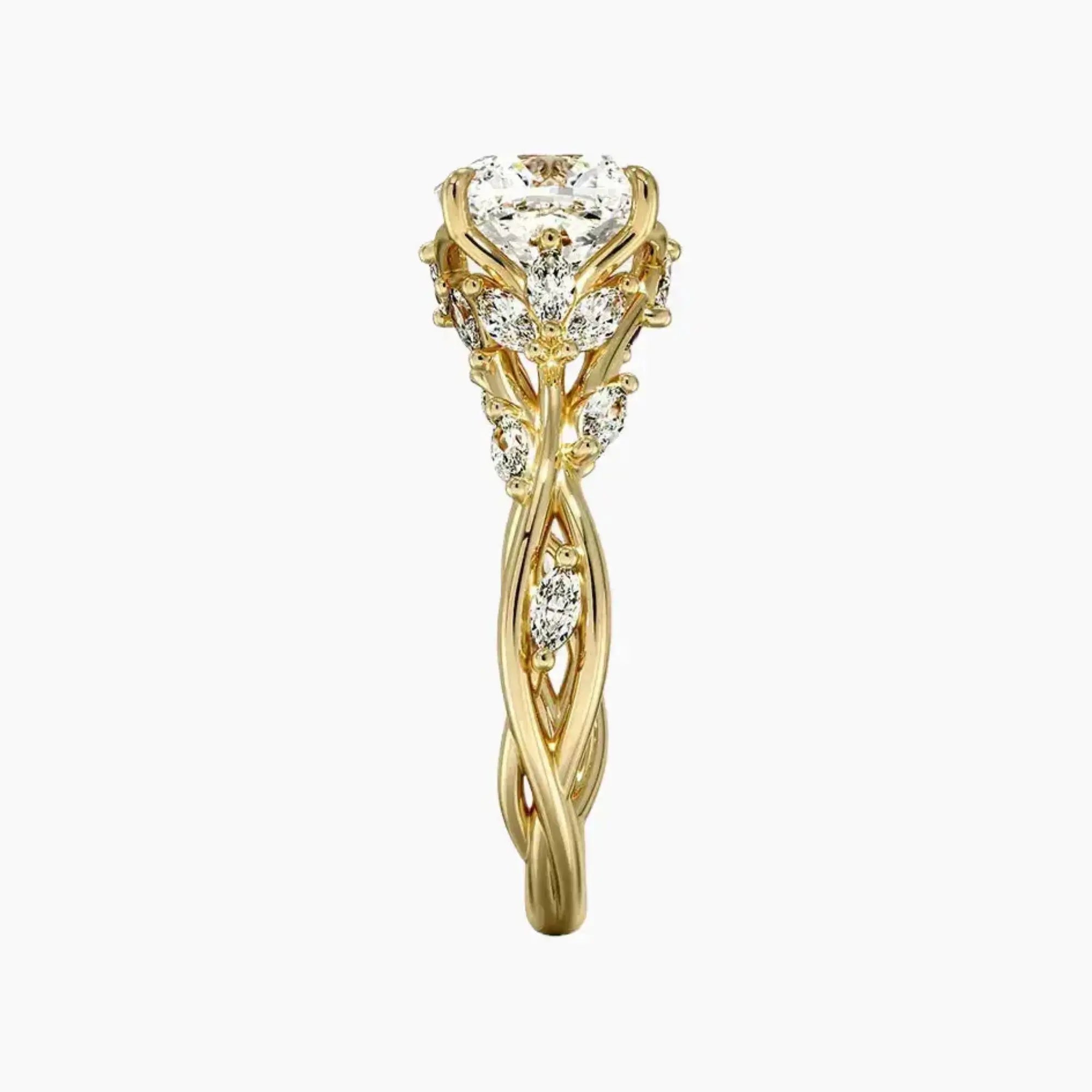 Melia Cushion Designer 1.5 Carat Lab Grown Diamond Engagement Ring in 18K Yellow Gold