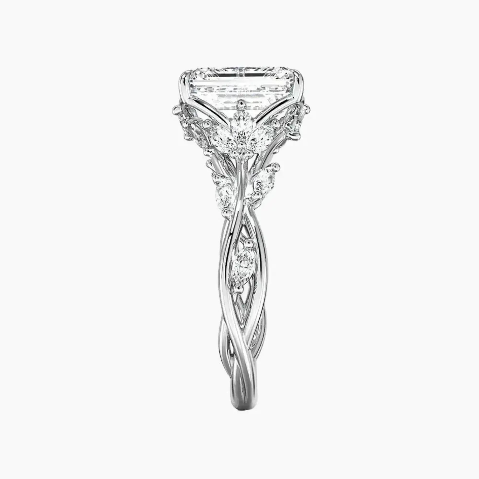 Melia Emerald Designer Diamond Ring Setting in 14K Rose Gold