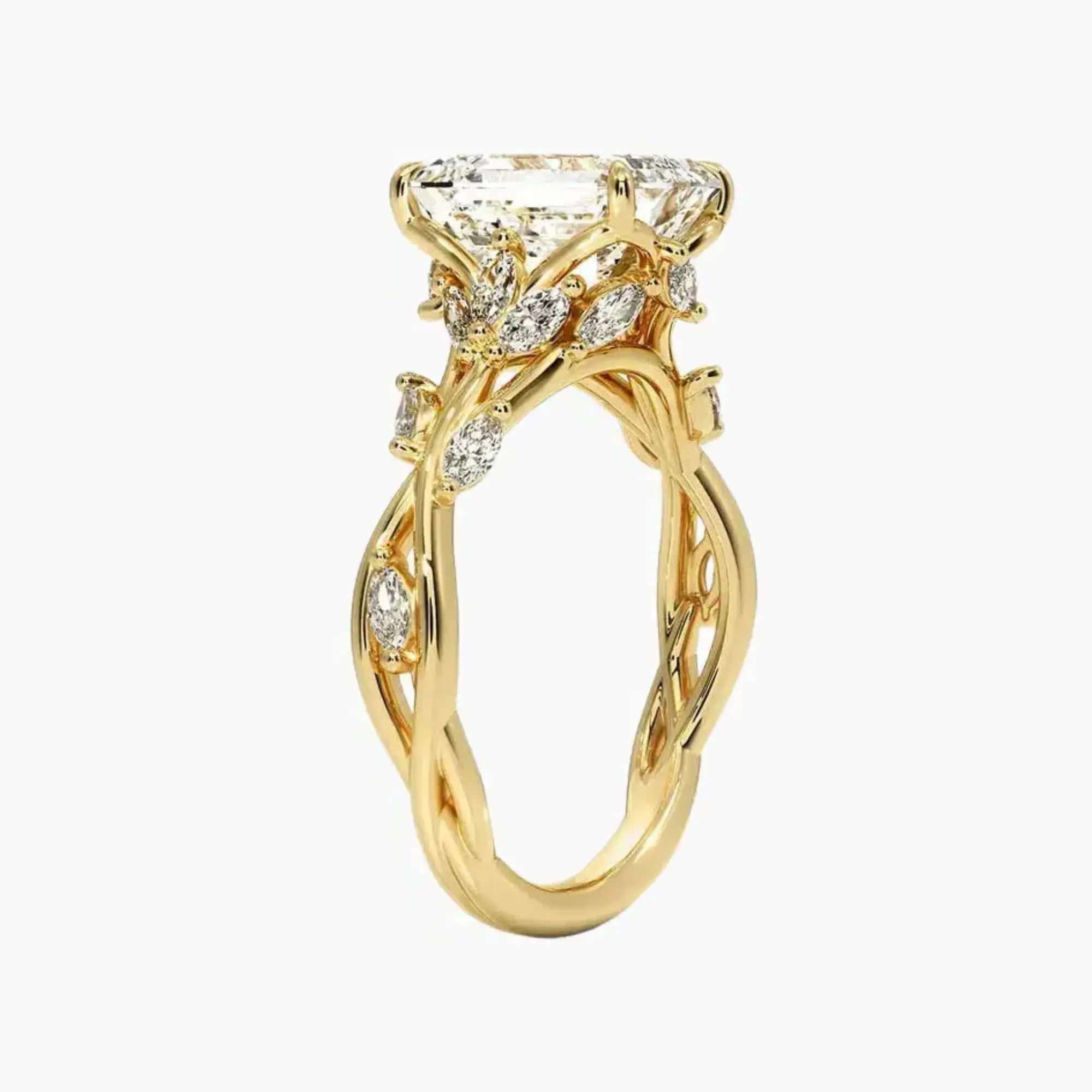 Melia Emerald Designer 1 Carat Lab Grown Diamond Engagement Ring in 18K Rose Gold