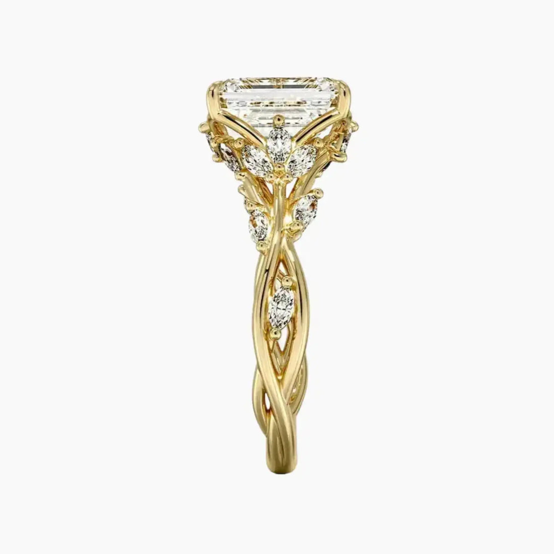 Melia Emerald Designer Diamond Ring Setting in 18K Rose Gold
