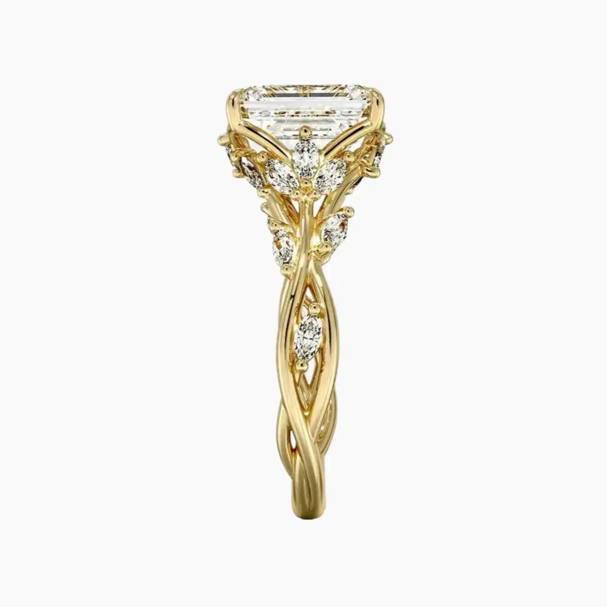 Melia Emerald Designer Diamond Ring Setting in 14K Yellow Gold