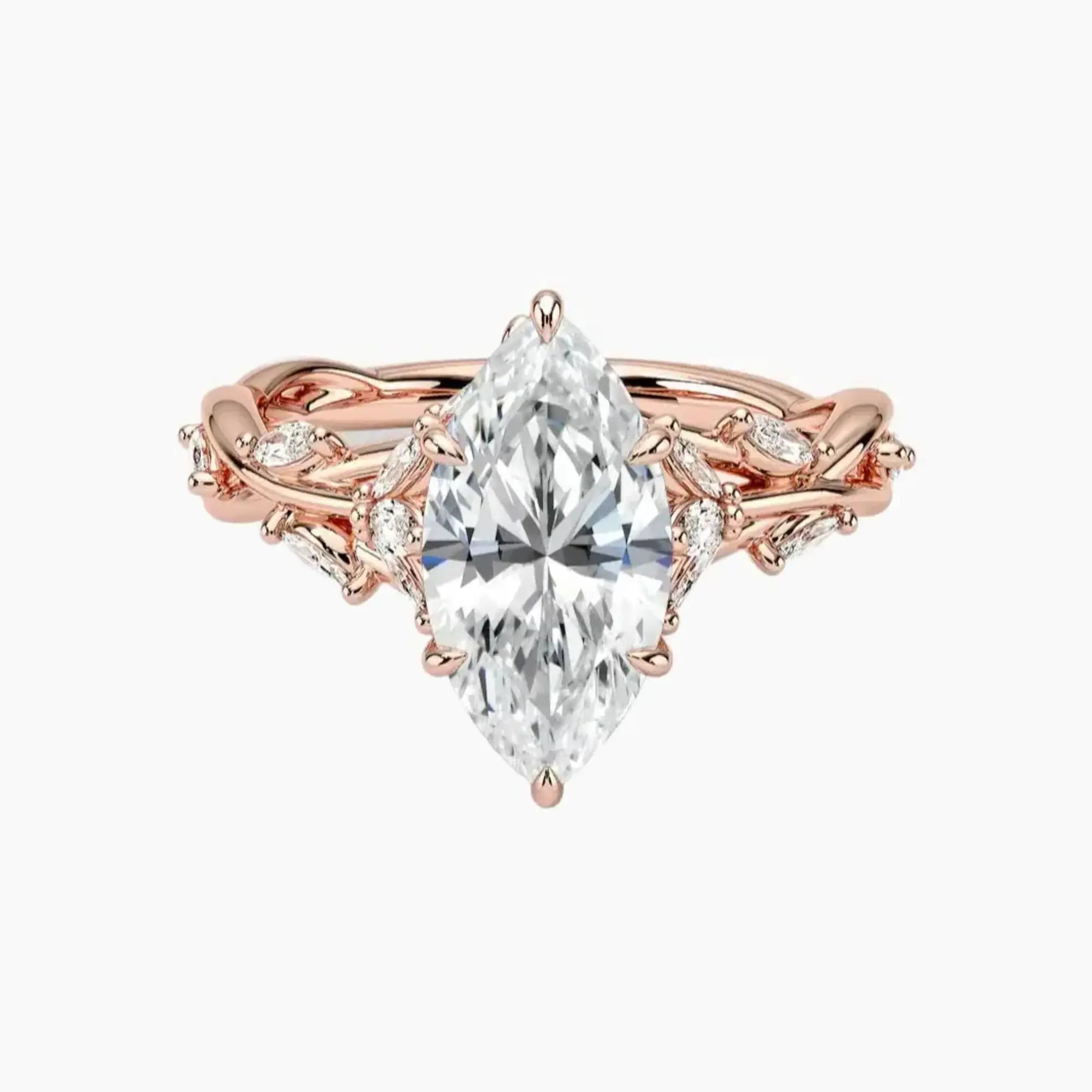 Melia Marquise Designer 2.5 Carat Lab Grown Diamond Engagement Ring in 14K Rose Gold