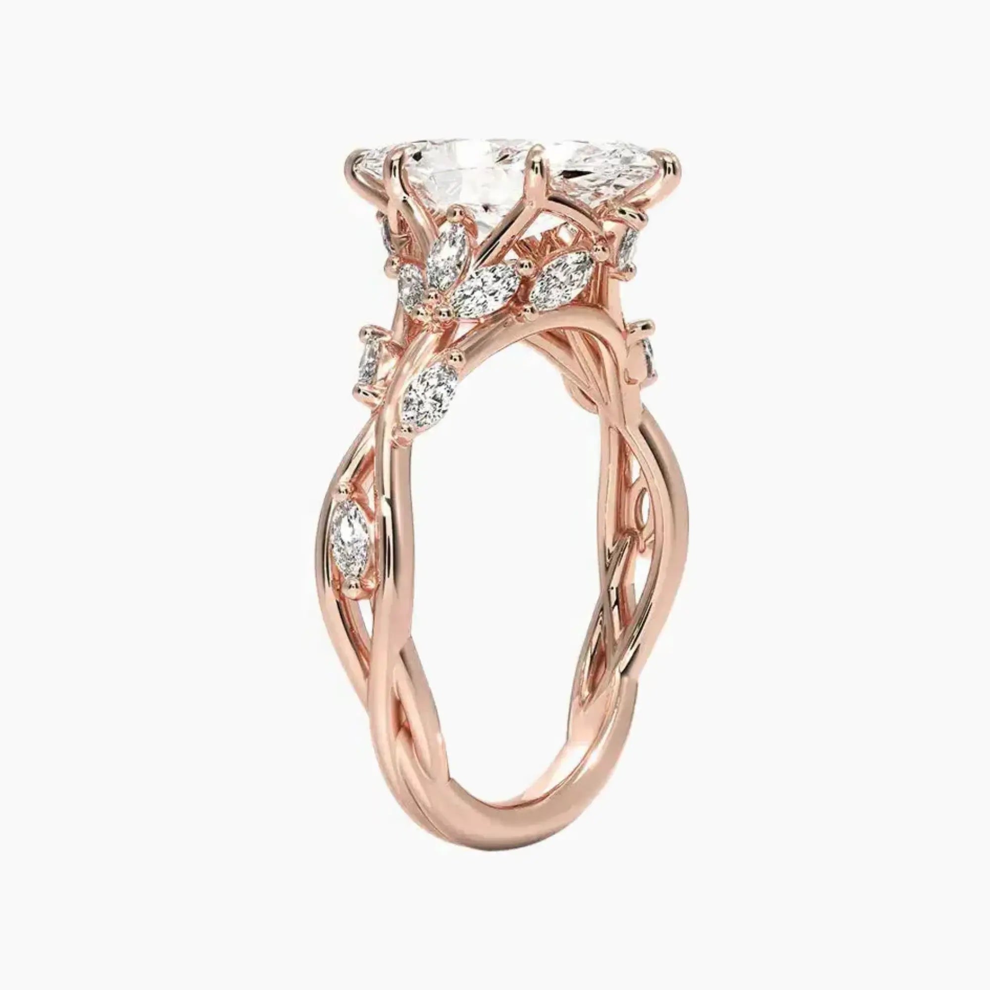 Melia Marquise Designer 3 Carat Lab Grown Diamond Engagement Ring in 18K Rose Gold