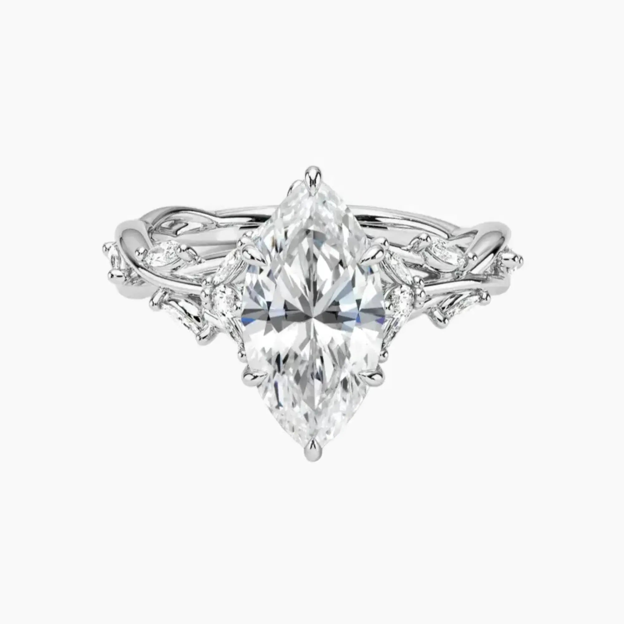 Melia Marquise Designer 1 Carat Lab Grown Diamond Engagement Ring in 14K White Gold
