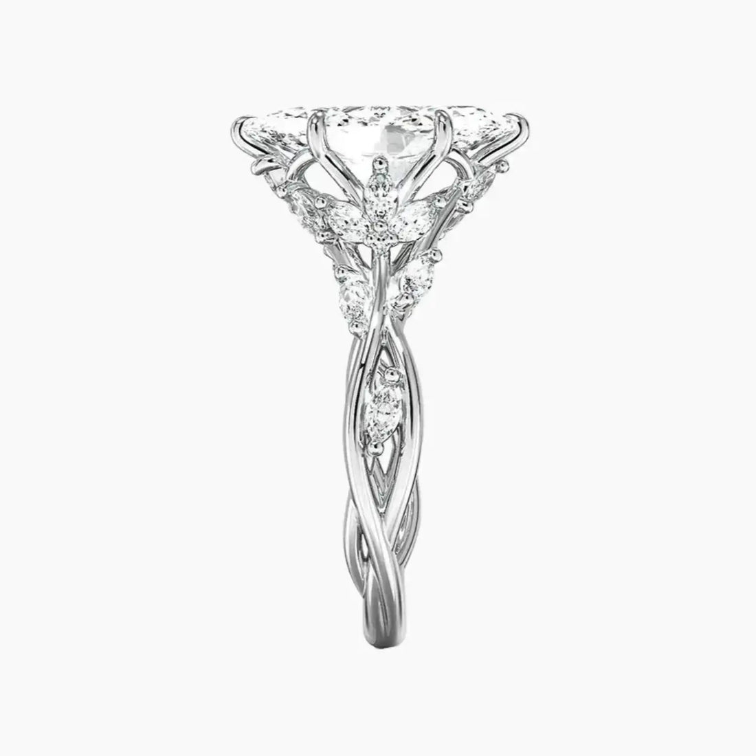 Melia Marquise Designer 2.5 Carat Lab Grown Diamond Engagement Ring in 14K White Gold