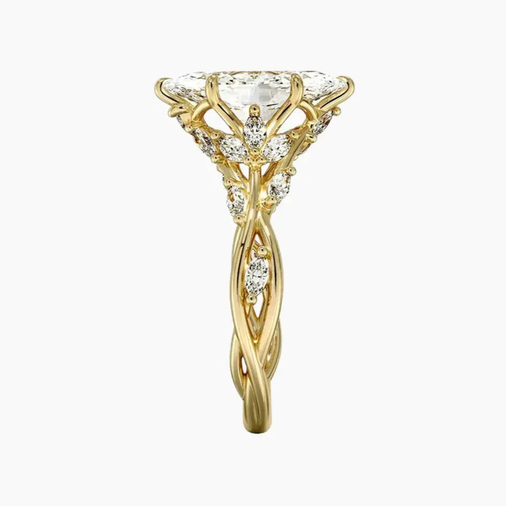 Melia Marquise Designer 3 Carat Lab Grown Diamond Engagement Ring in 14K Rose Gold