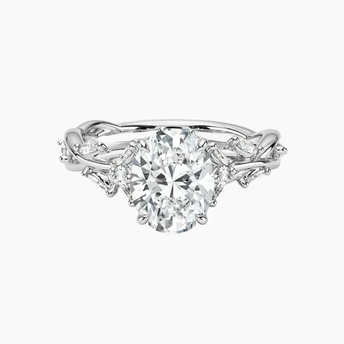 Melia Oval Designer Diamond Ring Setting in 14K Yellow Gold