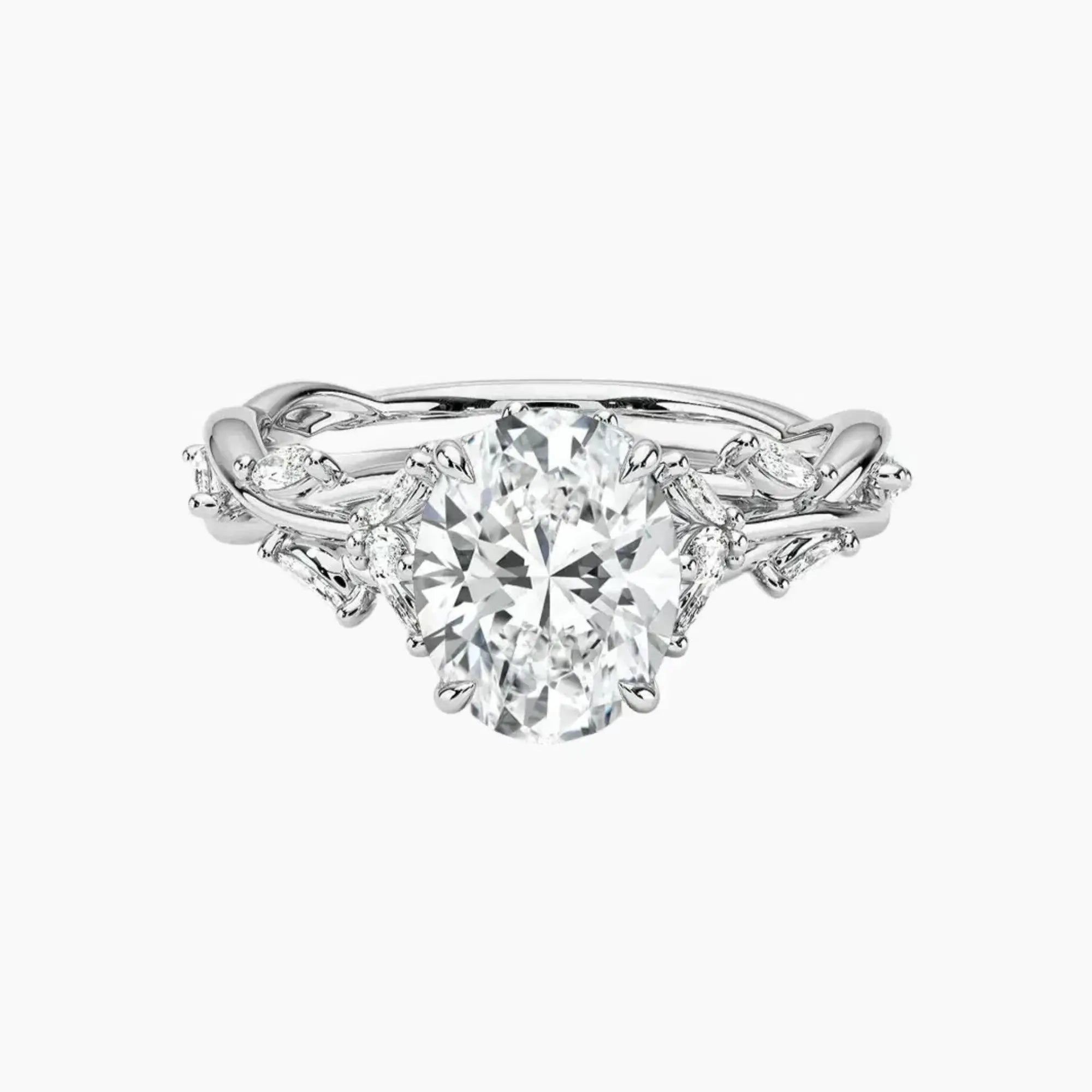 Melia Oval Designer Diamond Ring Setting in 18K Yellow Gold