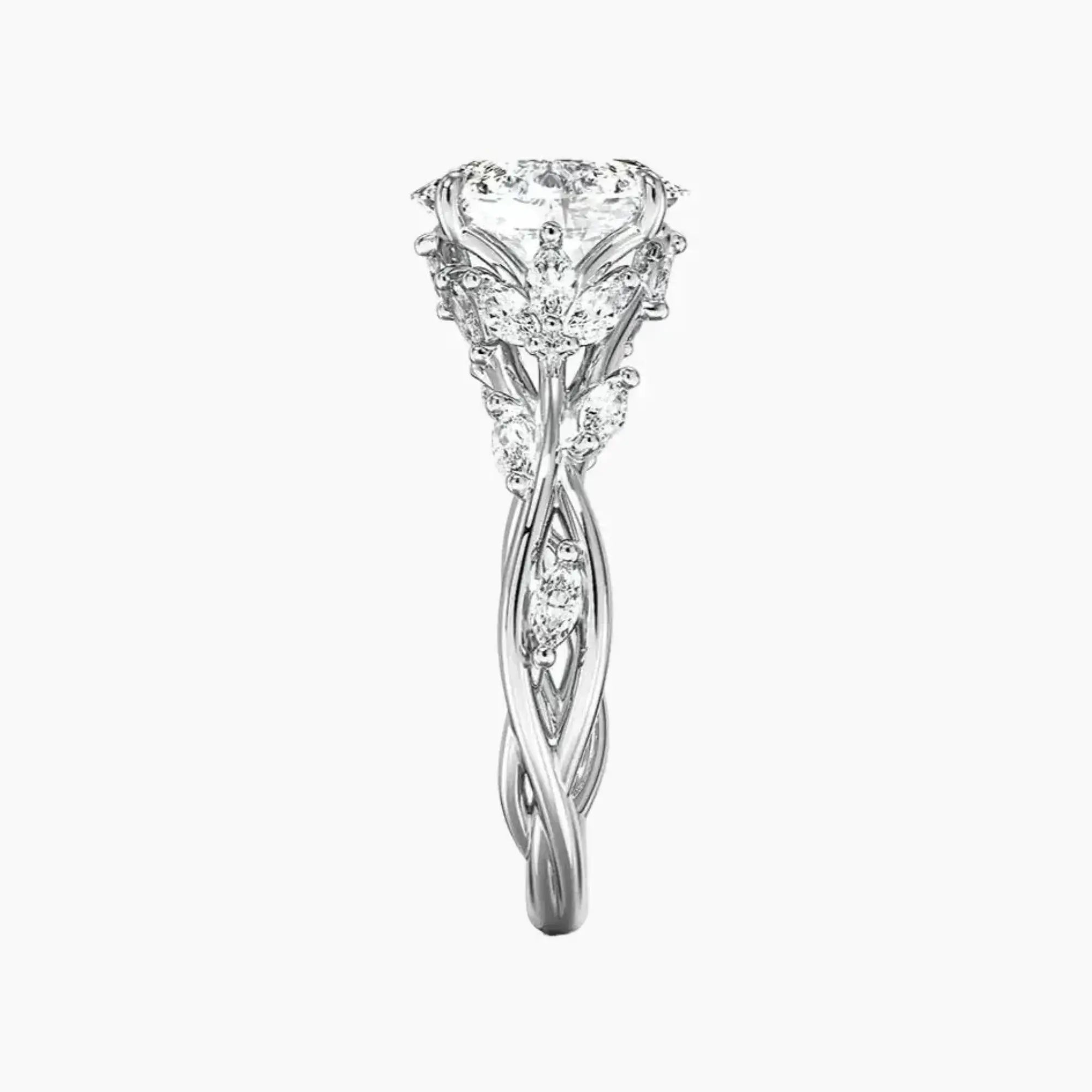 Melia Oval Designer 3 Carat Lab Grown Diamond Engagement Ring in 14K Yellow Gold