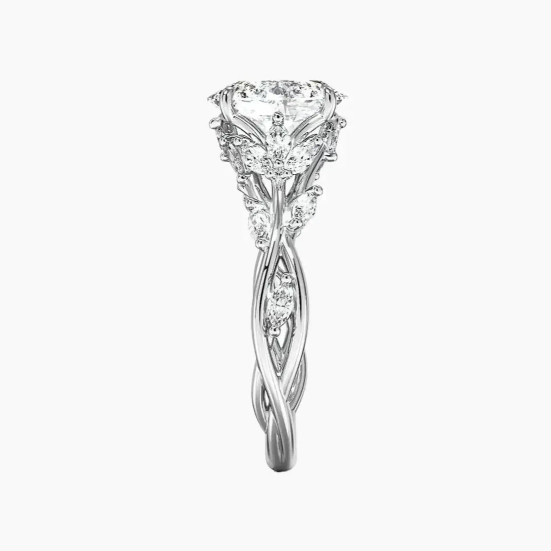 Melia Oval Designer Diamond Ring Setting in 18K Yellow Gold