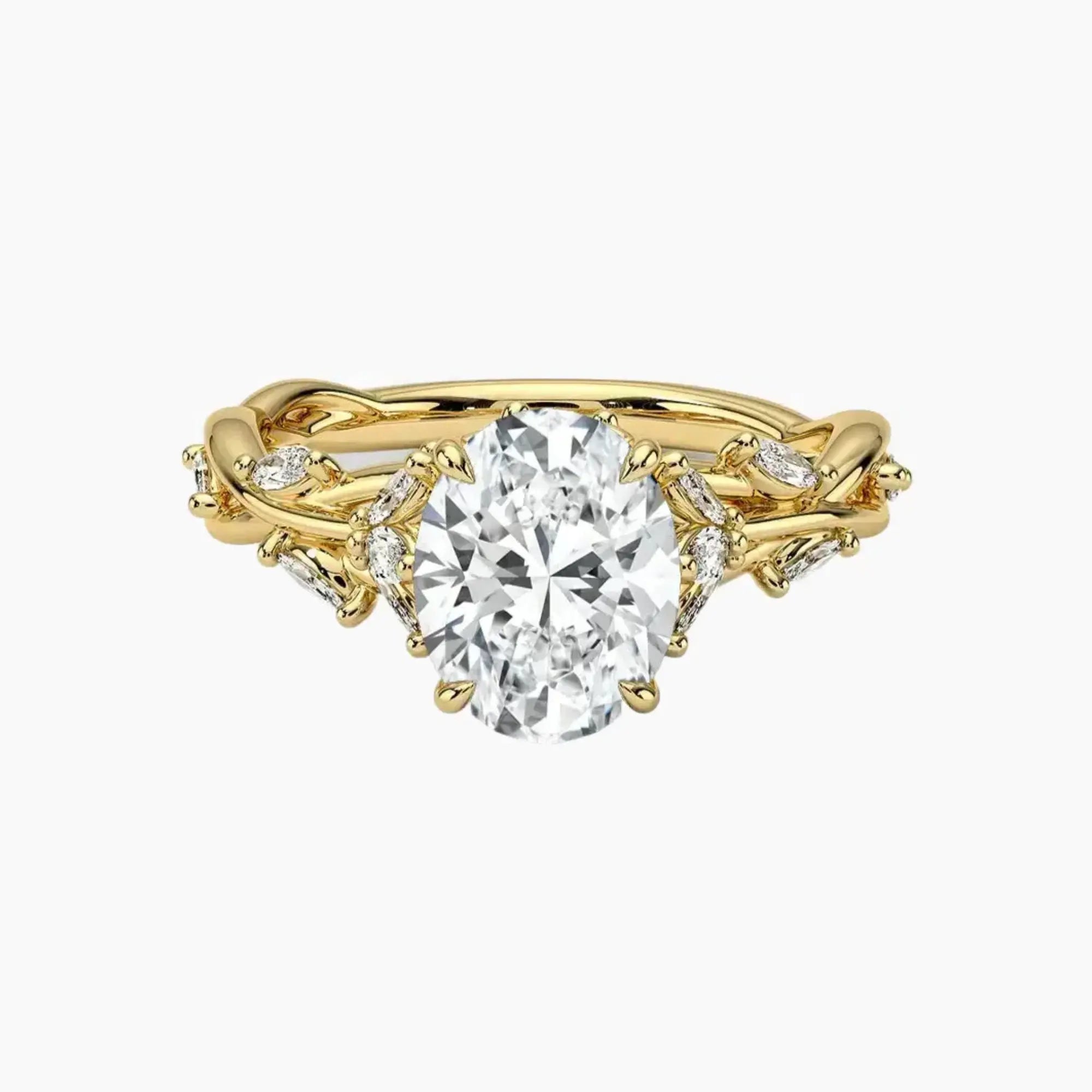 Melia Oval Designer 2 Carat Lab Grown Diamond Engagement Ring in 18K White Gold