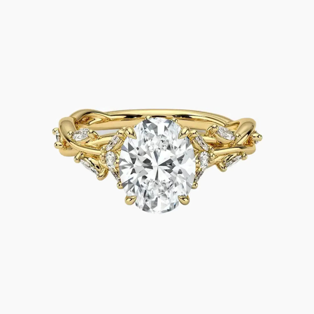 Melia Oval Designer Diamond Ring Setting in 14K White Gold