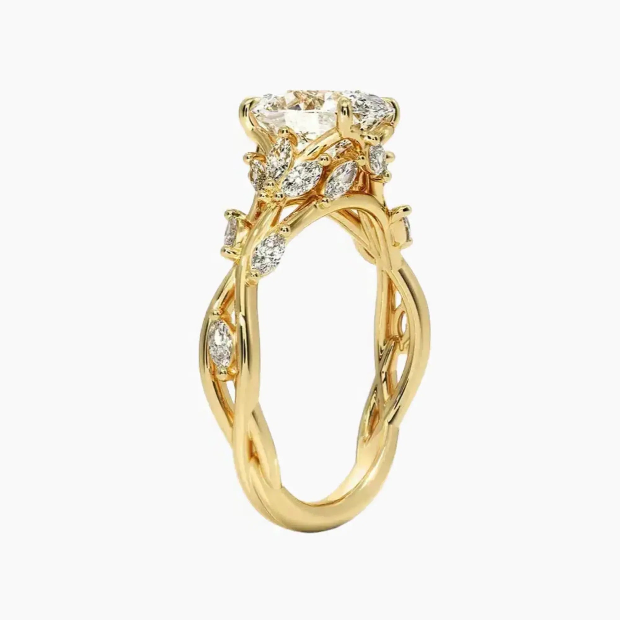 Melia Oval Designer 3 Carat Lab Grown Diamond Engagement Ring in 14K Yellow Gold