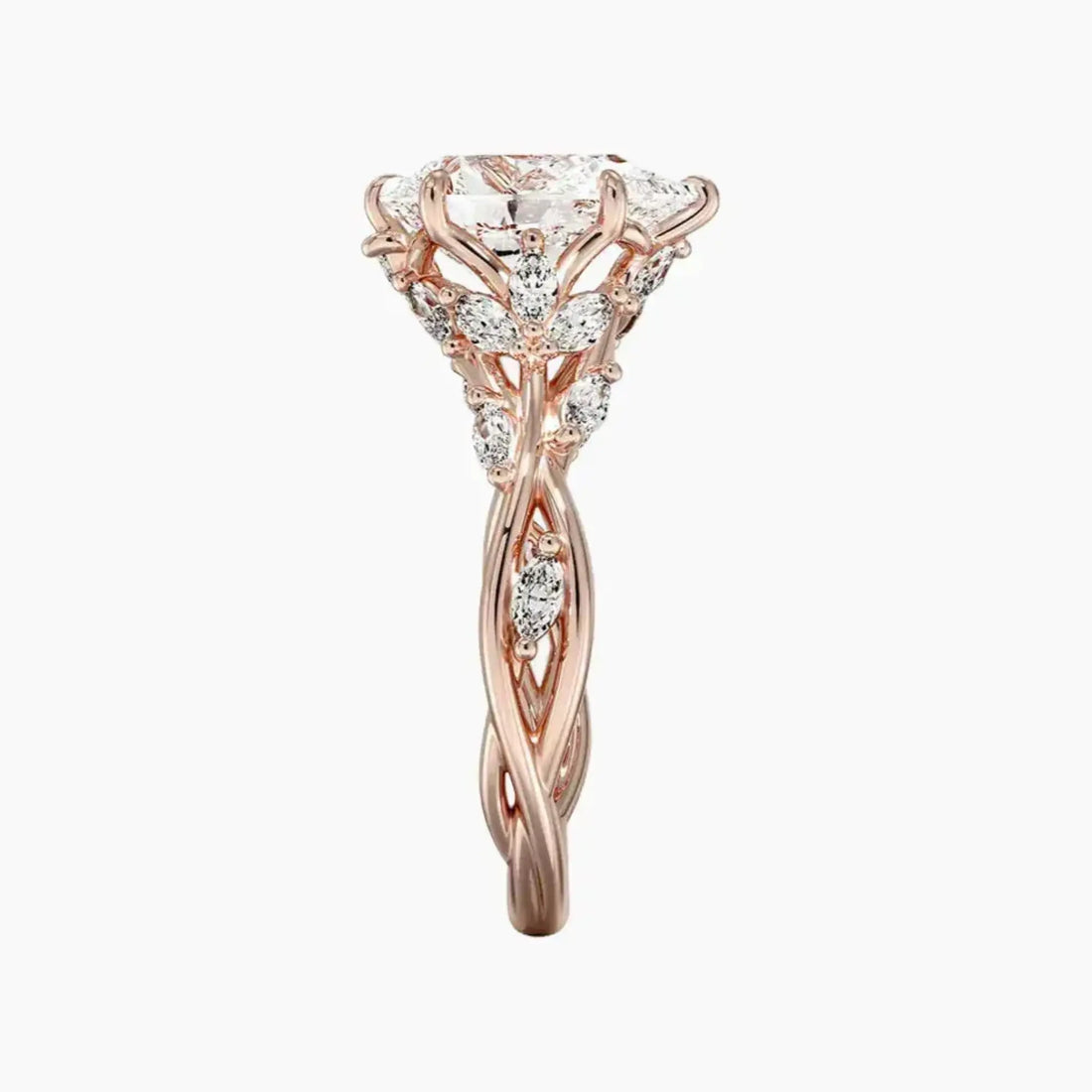 Melia Pear Designer Diamond Ring Setting in 14K Rose Gold