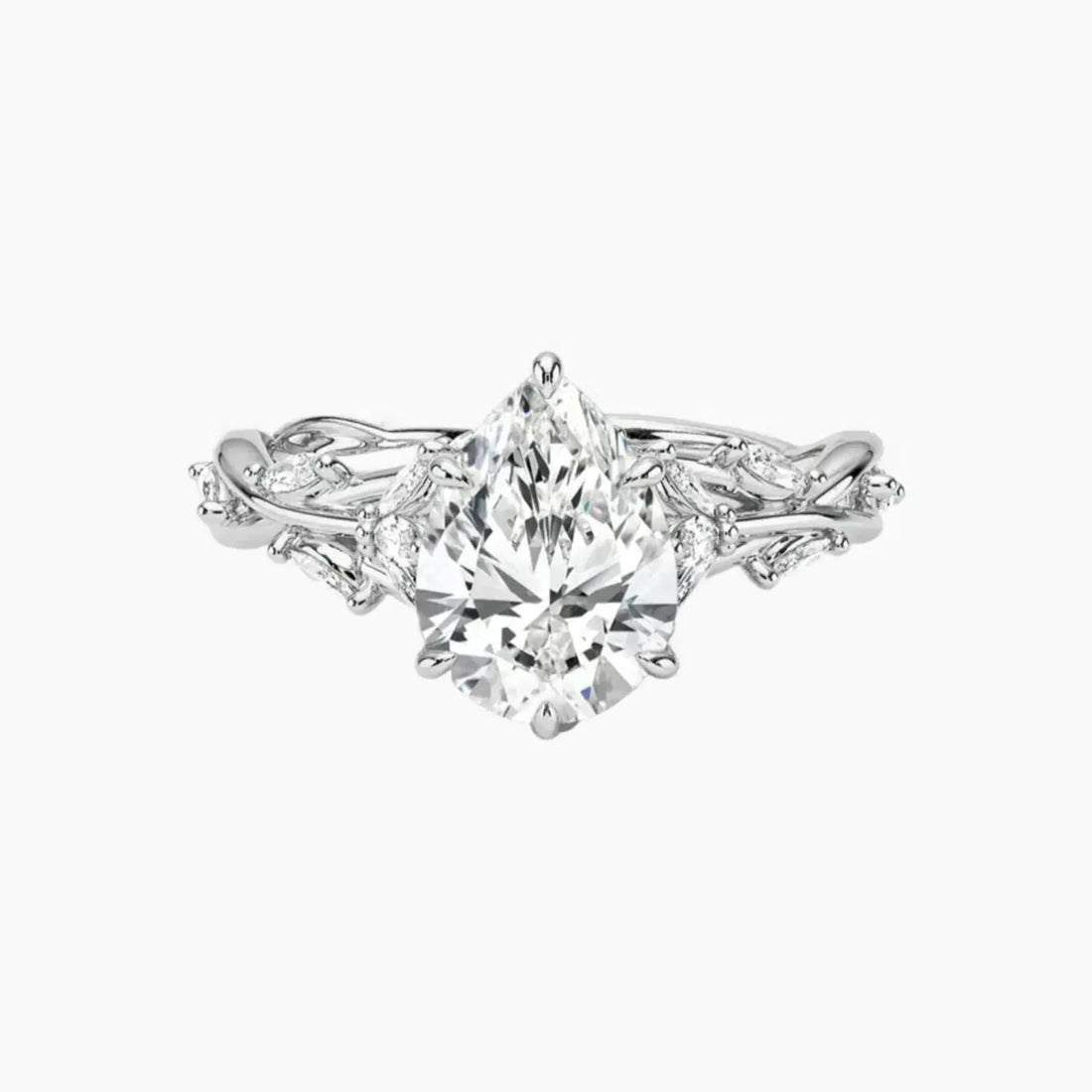 Melia Pear Designer Diamond Ring Setting in 18K Yellow Gold