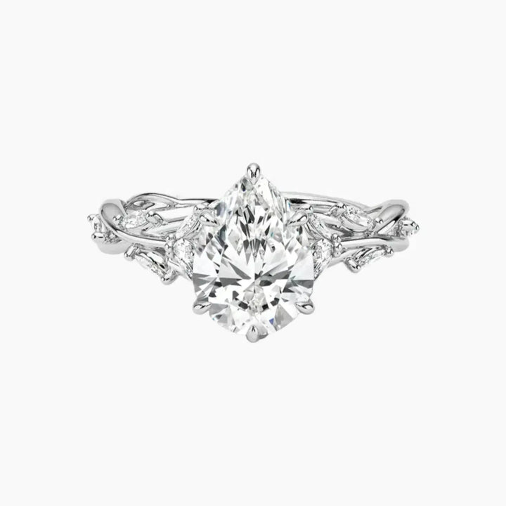 Melia Pear Designer 1.5 Carat Lab Grown Diamond Engagement Ring in 14K White Gold