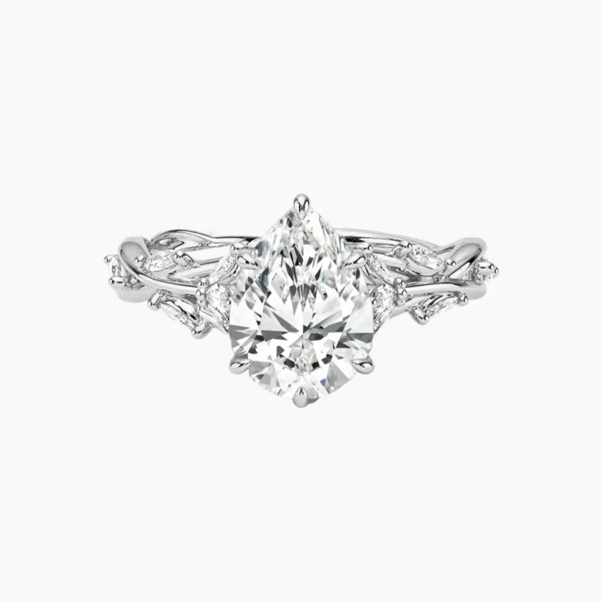 Melia Pear Designer 2.5 Carat Lab Grown Diamond Engagement Ring in 14K Rose Gold