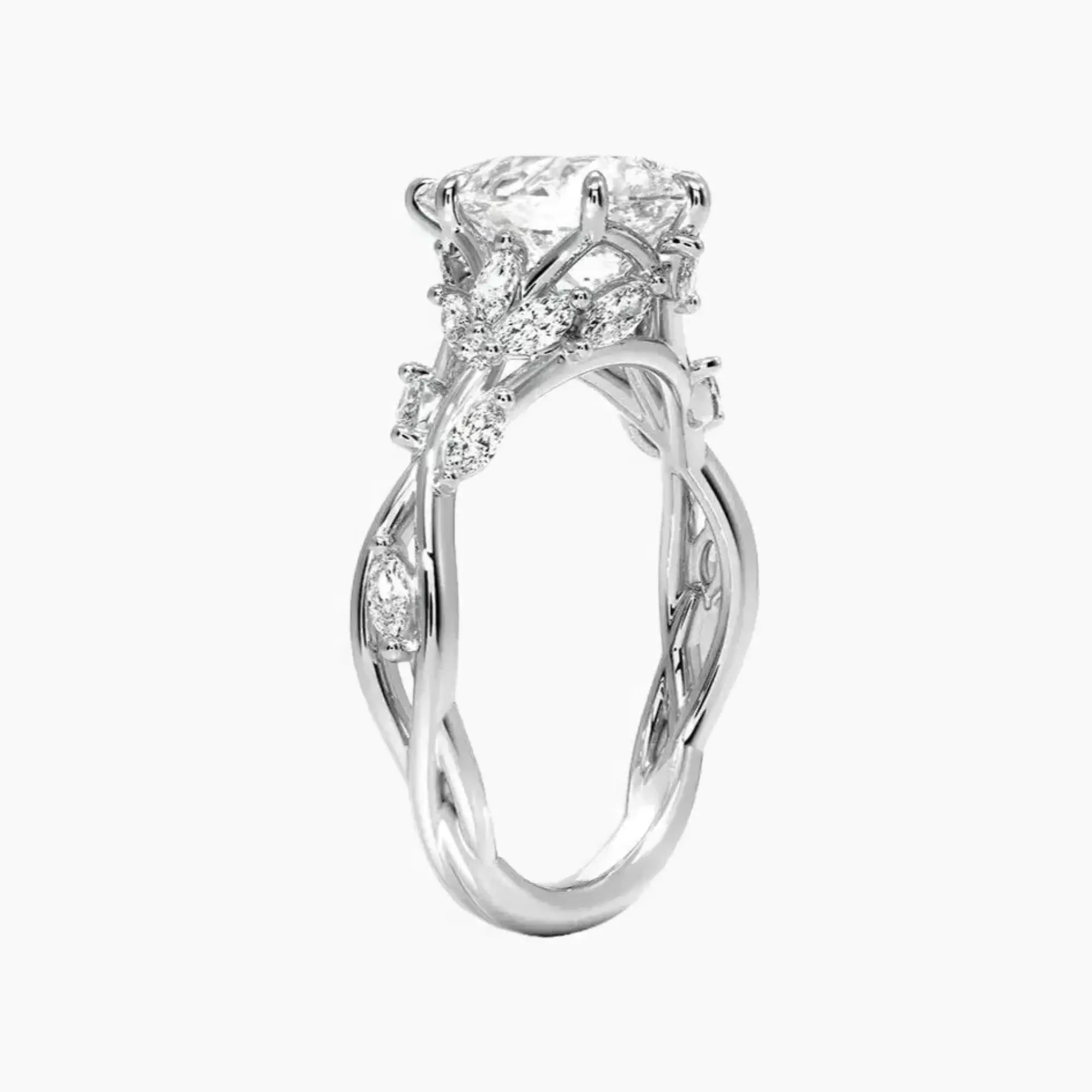 Melia Pear Designer Diamond Ring Setting in 18K White Gold