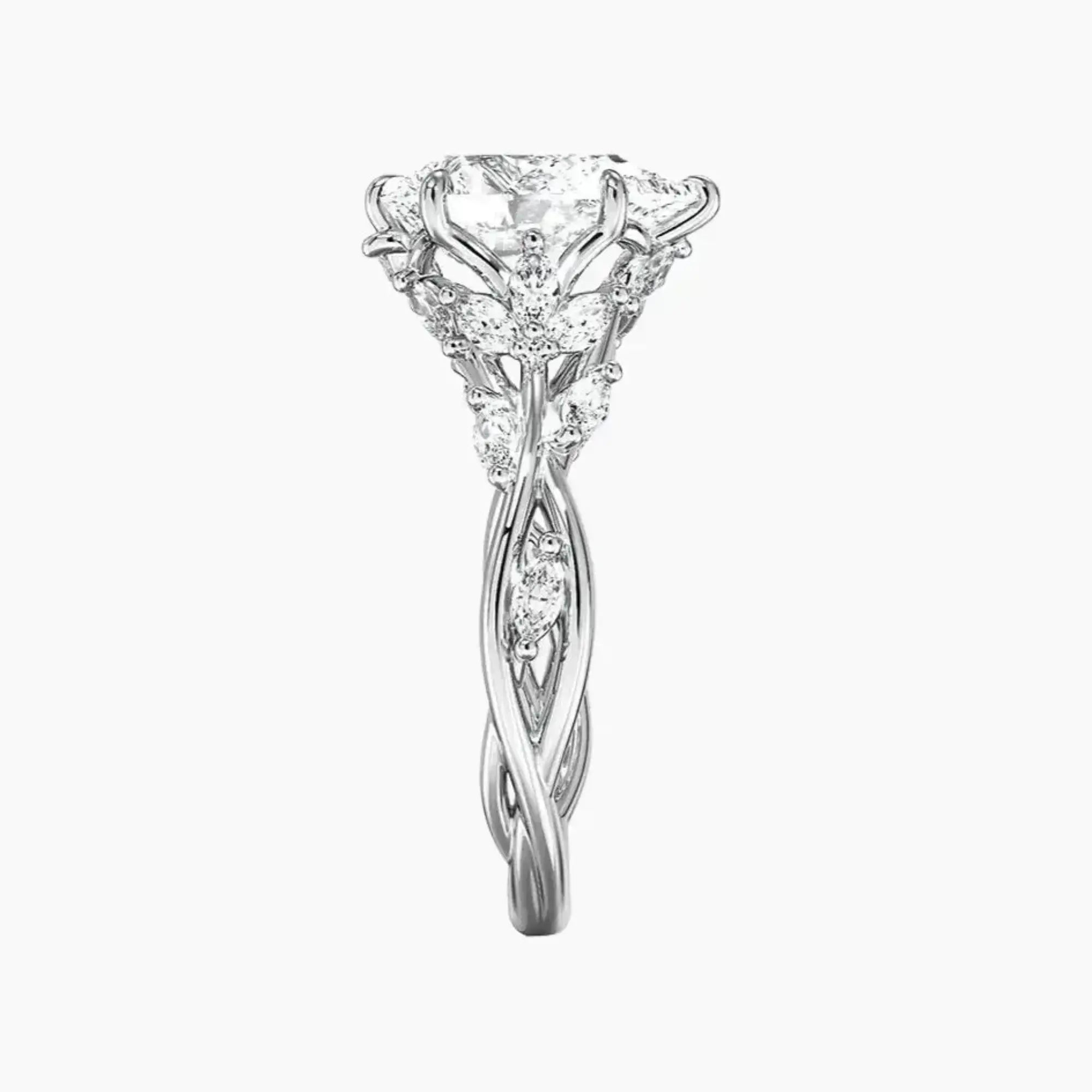 Melia Pear Designer Diamond Ring Setting in 18K Rose Gold