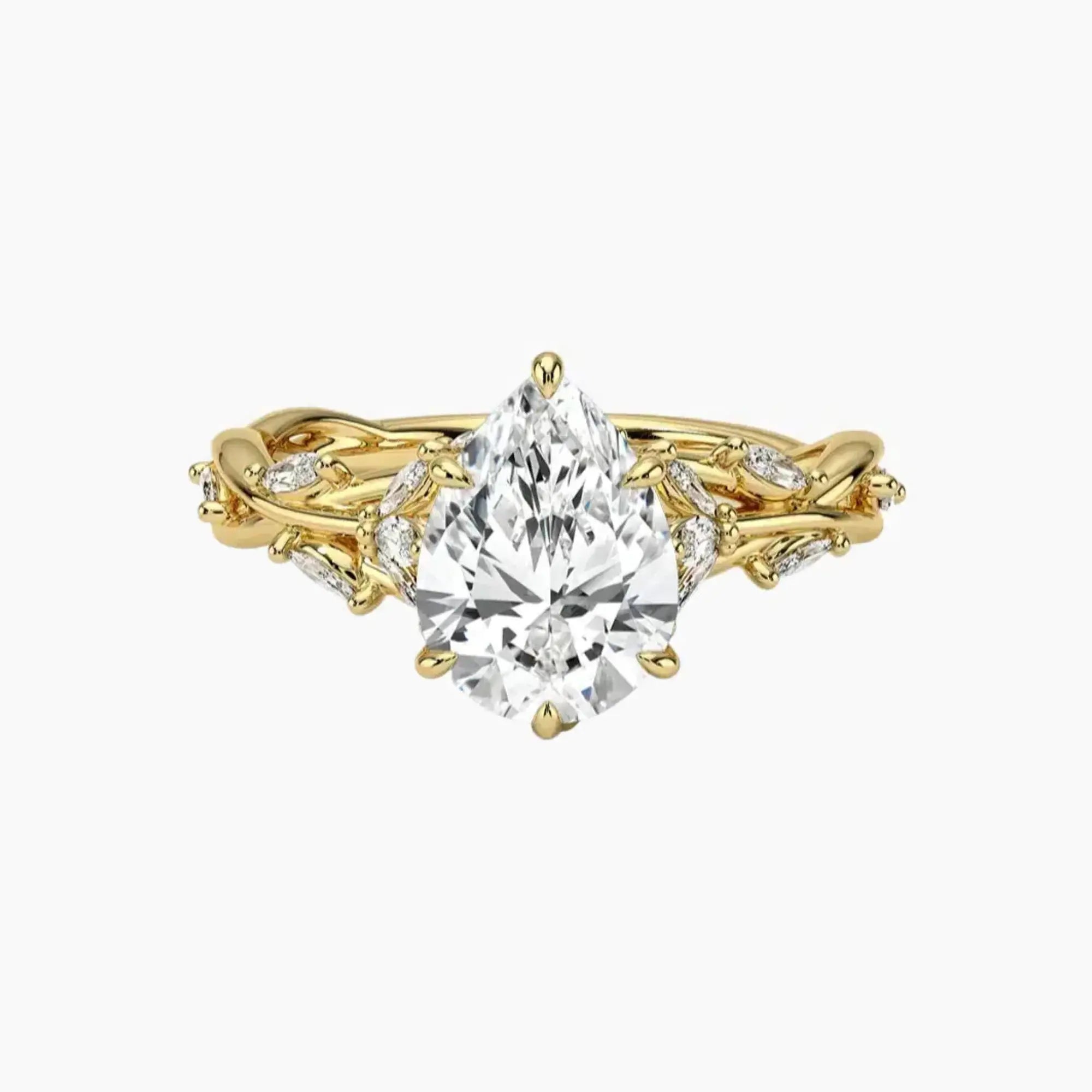 Melia Pear Designer 3 Carat Lab Grown Diamond Engagement Ring in 18K Rose Gold