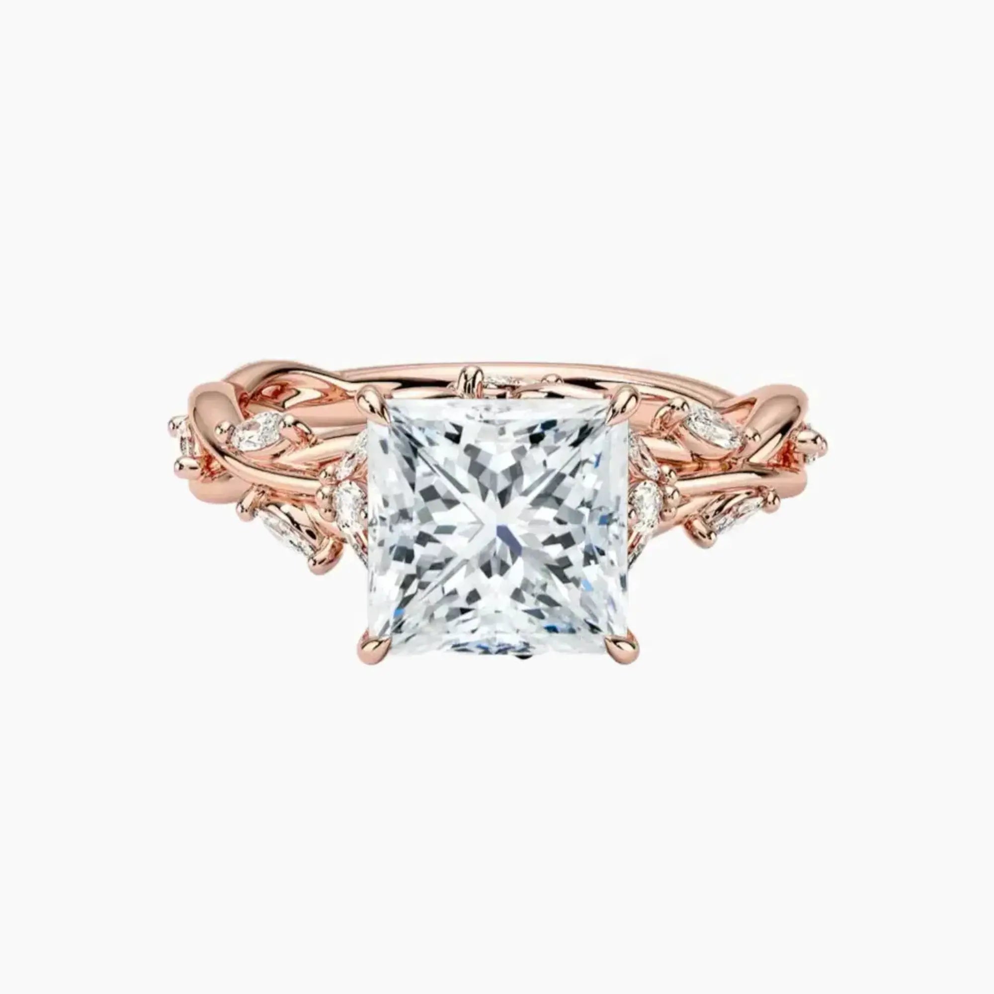 Melia Princess Designer 1 Carat Lab Grown Diamond Engagement Ring in 14K Rose Gold