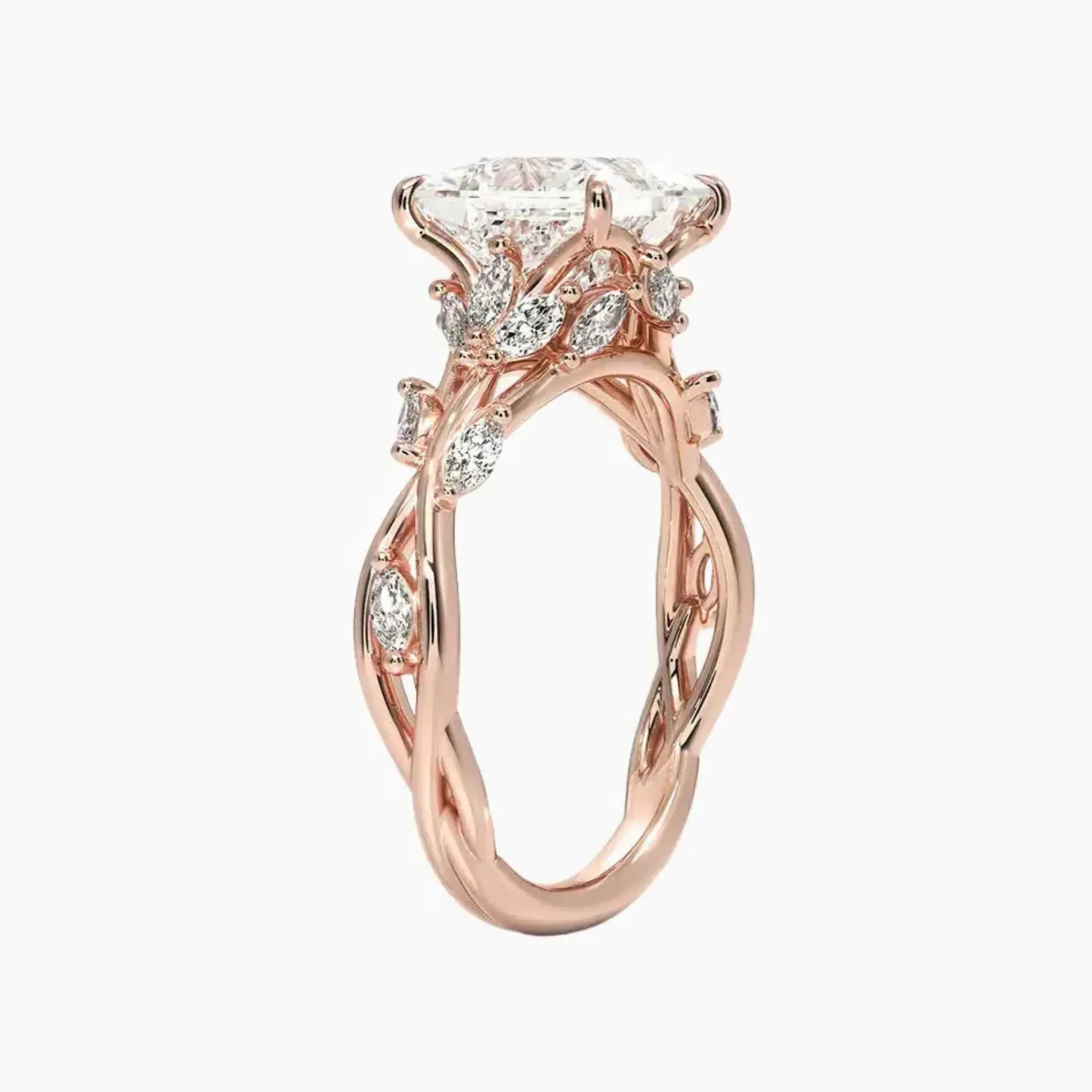 Melia Princess Designer 2.5 Carat Lab Grown Diamond Engagement Ring in 14K Rose Gold