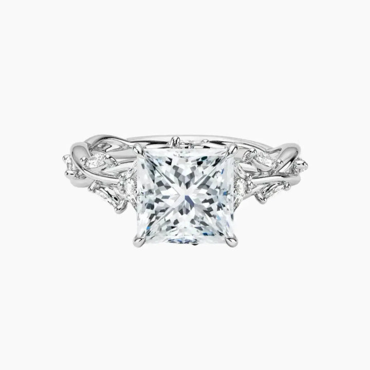 Melia Princess Designer 3 Carat Lab Grown Diamond Engagement Ring in 14K White Gold