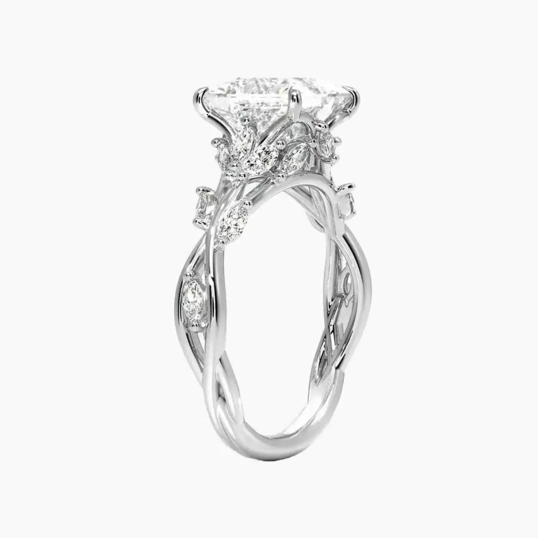 Melia Princess Designer 2 Carat Lab Grown Diamond Engagement Ring in 14K White Gold