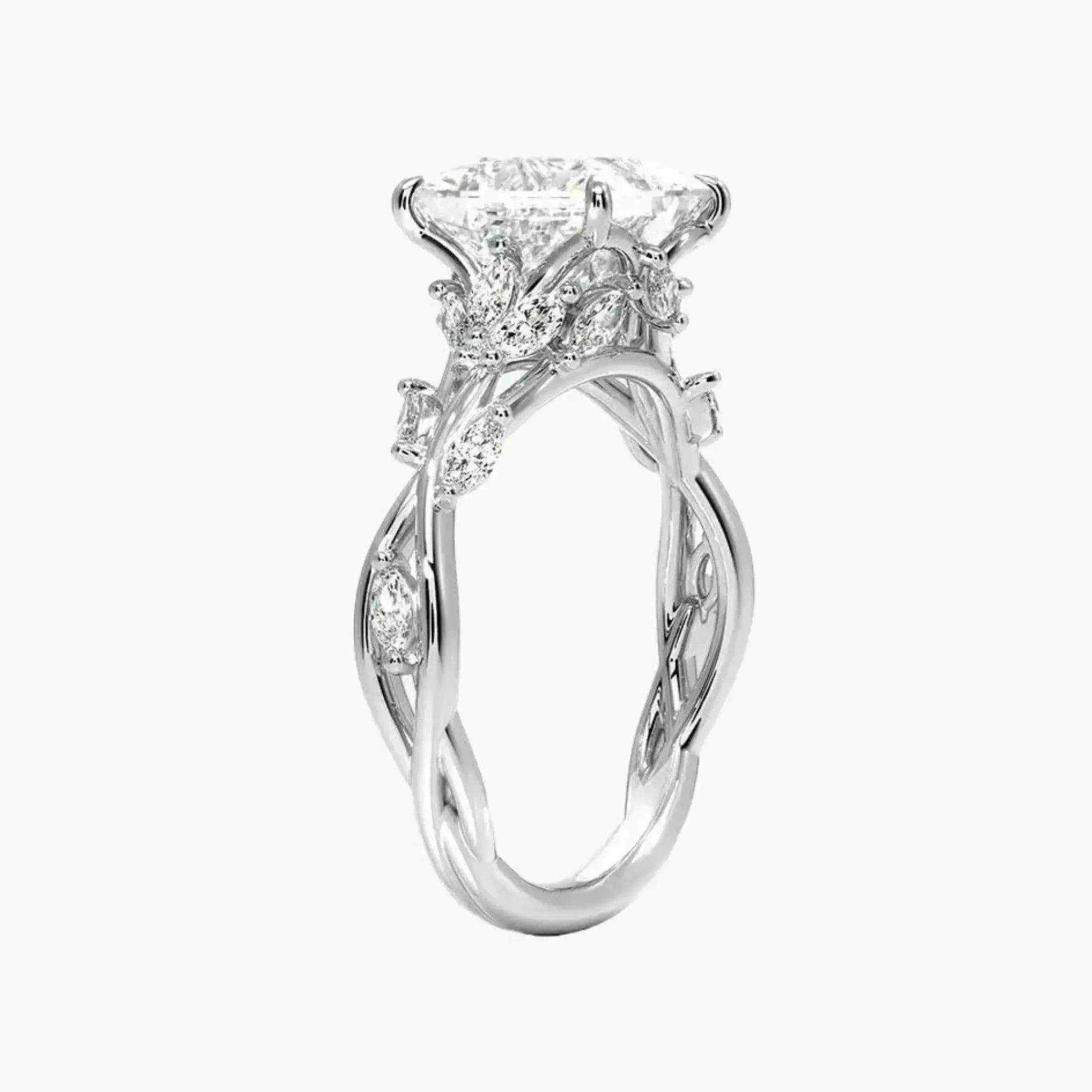 Melia Princess Designer Diamond Ring Setting in 14K White Gold