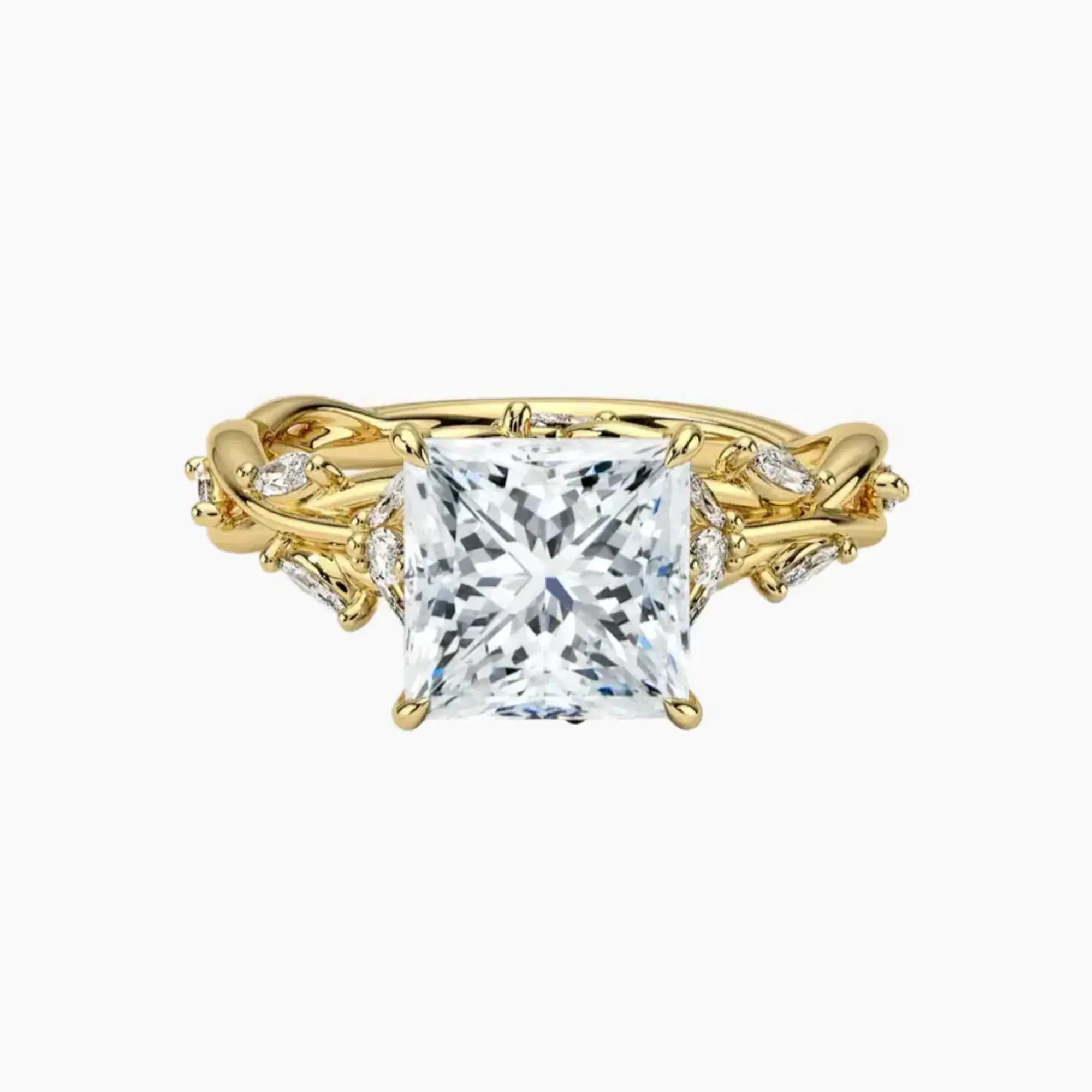 Melia Princess Designer 2 Carat Lab Grown Diamond Engagement Ring in 14K Yellow Gold
