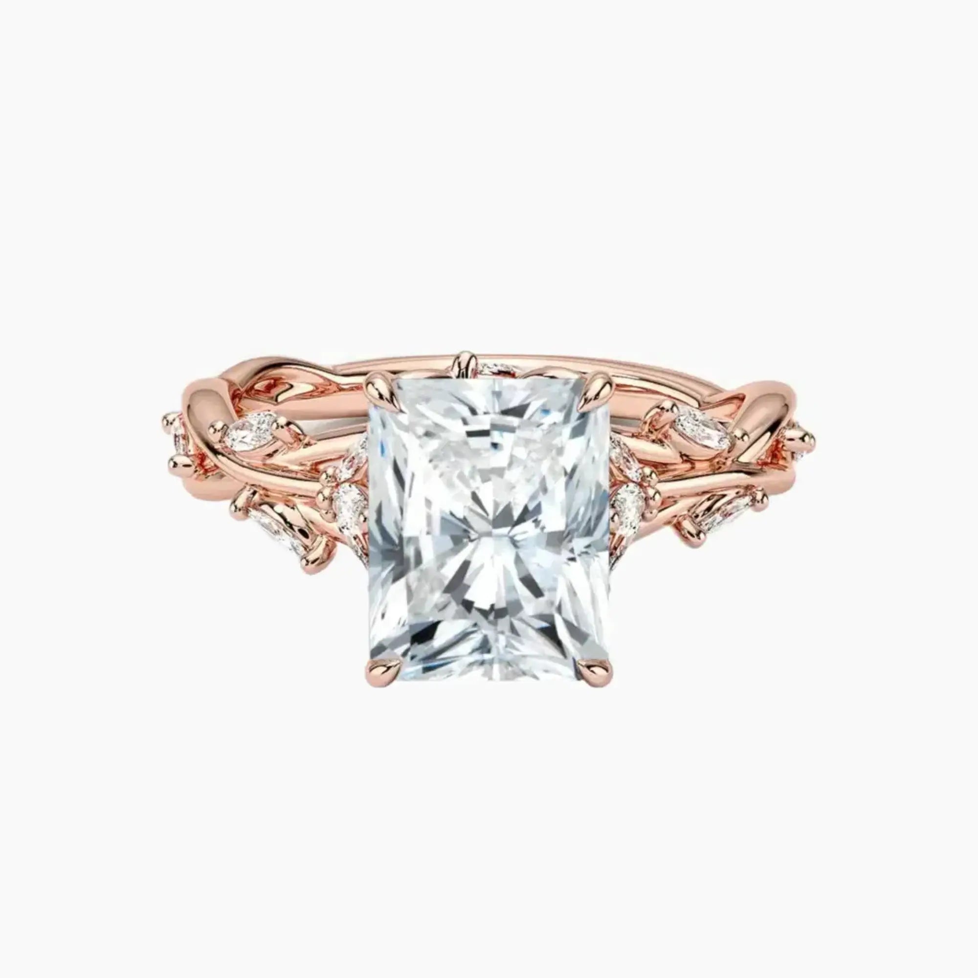 Melia Radiant Designer 2.5 Carat Lab Grown Diamond Engagement Ring in 18K White Gold