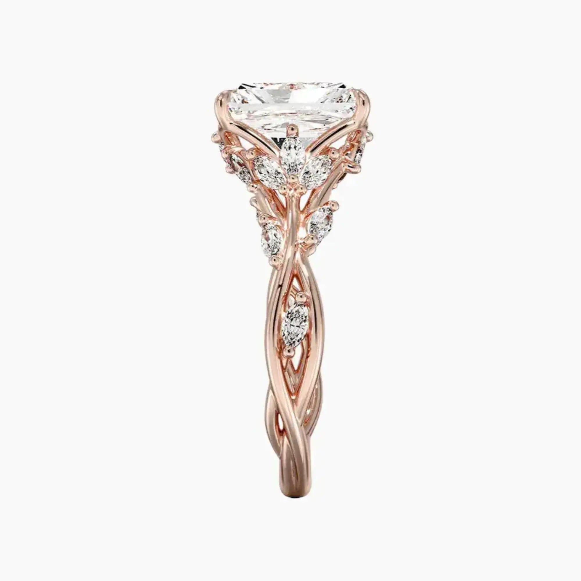Melia Radiant Designer 3 Carat Lab Grown Diamond Engagement Ring in 14K Yellow Gold