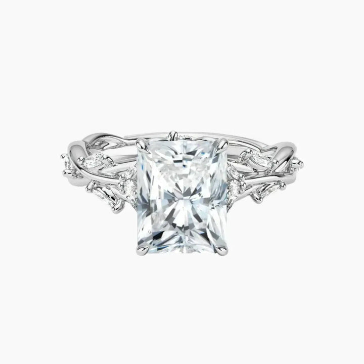 Melia Radiant Designer 3 Carat Lab Grown Diamond Engagement Ring in 18K White Gold