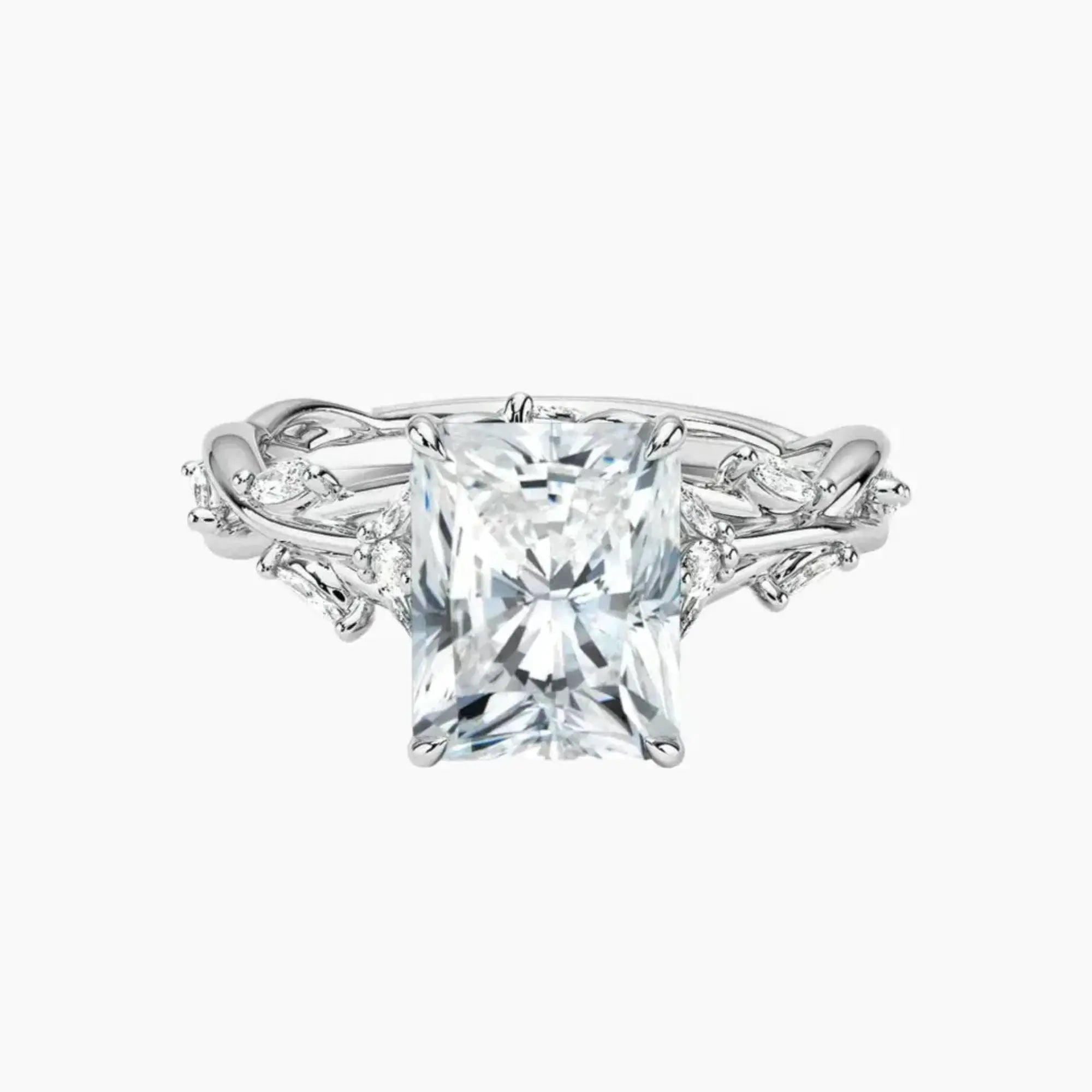 Melia Radiant Designer 2.5 Carat Lab Grown Diamond Engagement Ring in 18K White Gold