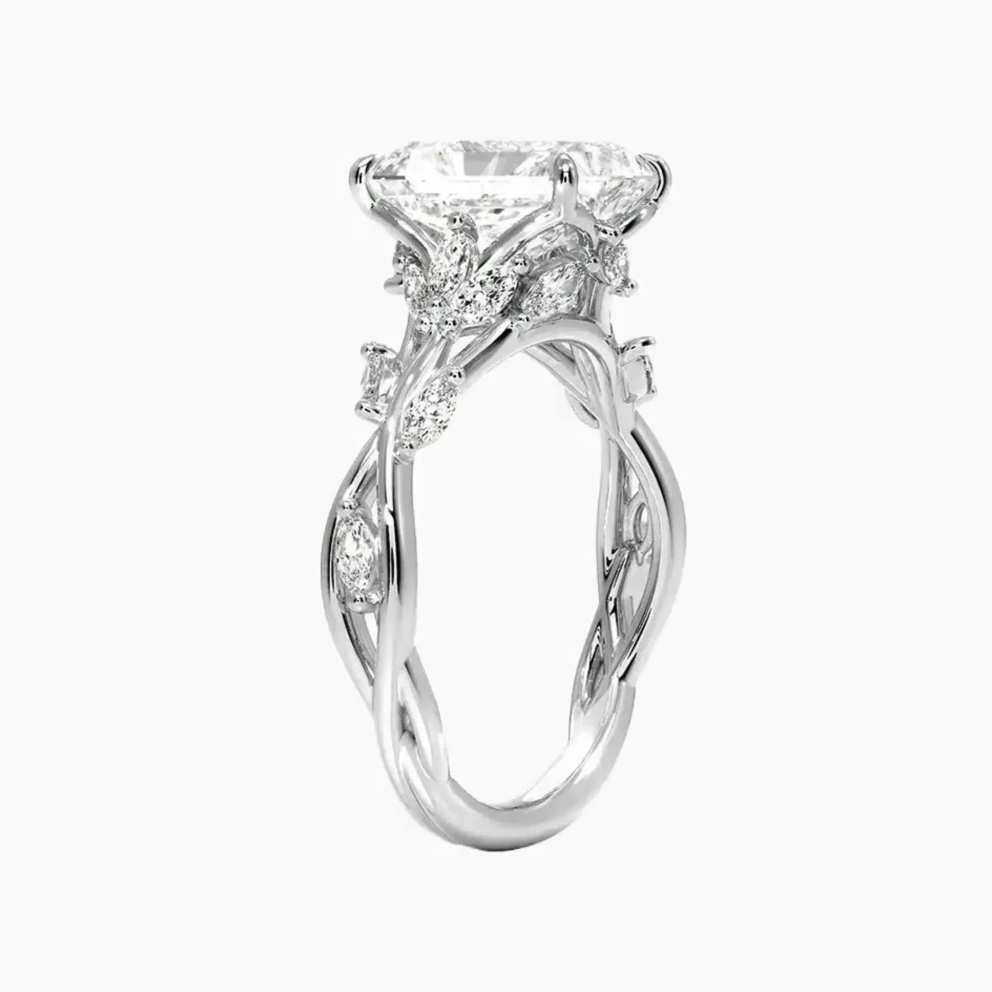 Melia Radiant Designer 2.5 Carat Lab Grown Diamond Engagement Ring in 18K White Gold