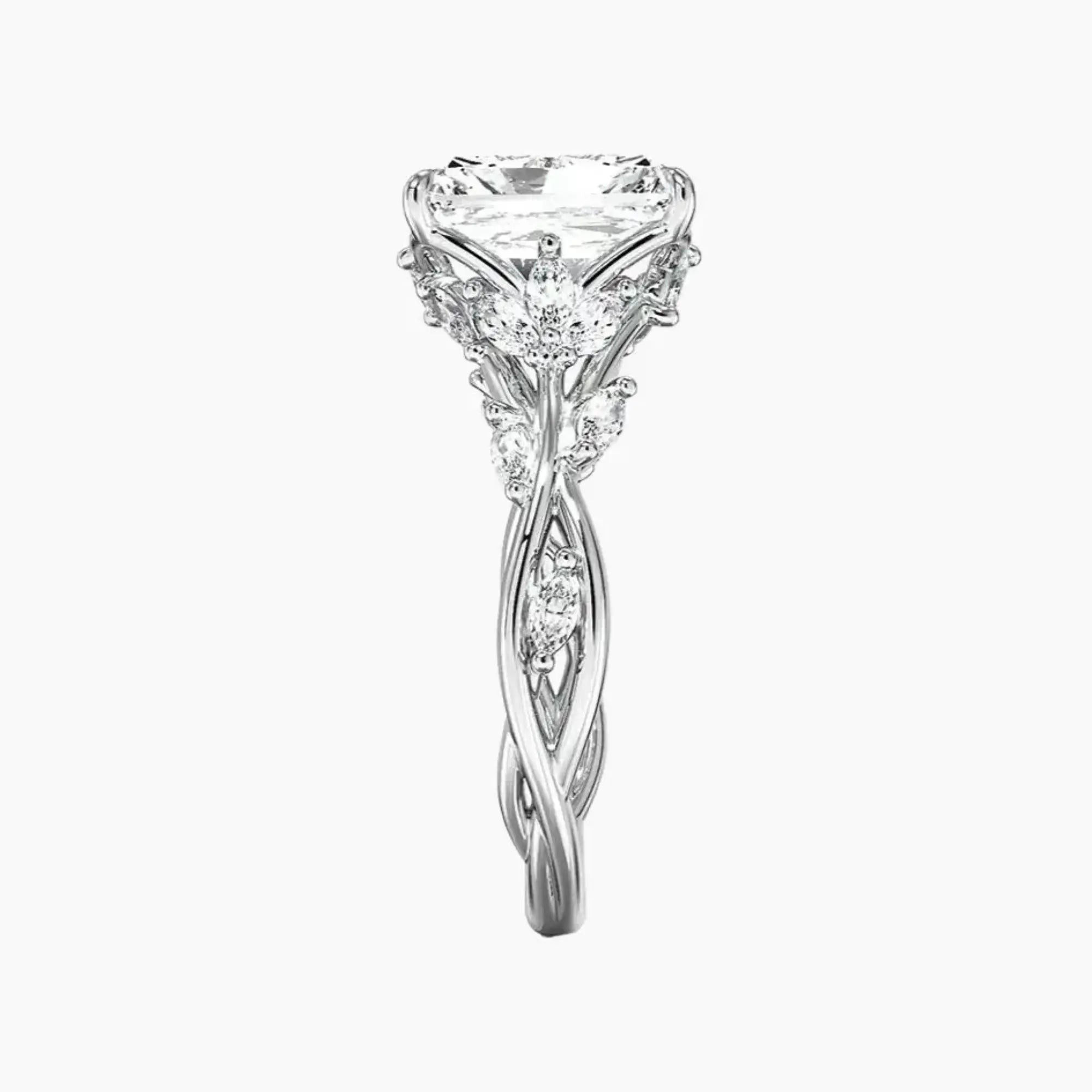 Melia Radiant Designer 3 Carat Lab Grown Diamond Engagement Ring in 18K Yellow Gold