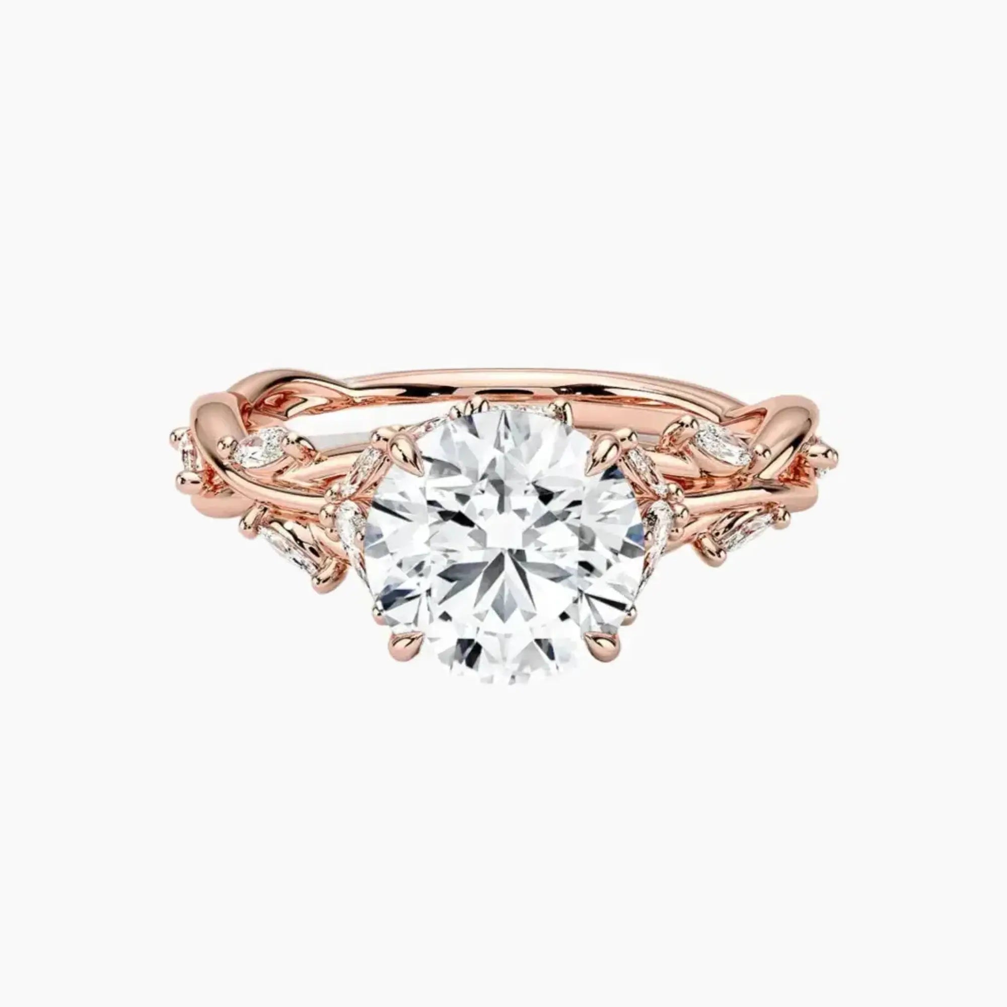 Melia Round Designer 2 Carat Lab Grown Diamond Engagement Ring in 18K Rose Gold