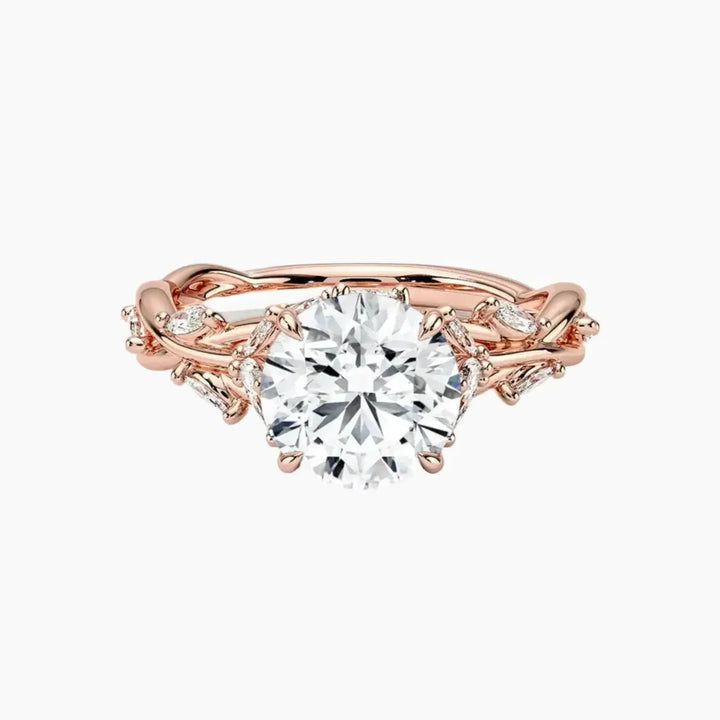 Melia Round Designer 3 Carat Lab Grown Diamond Engagement Ring in 18K Rose Gold