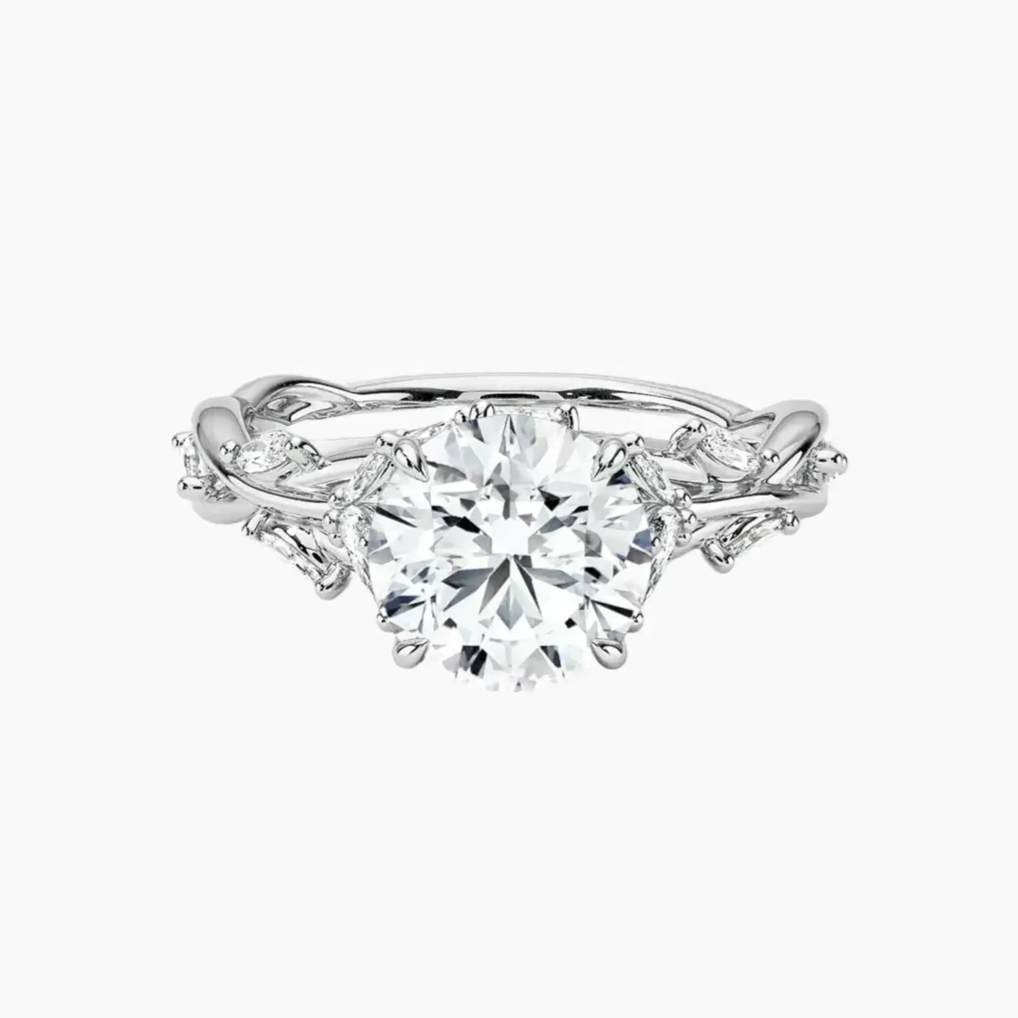 Melia Round Designer 2.5 Carat Lab Grown Diamond Engagement Ring in 14K White Gold