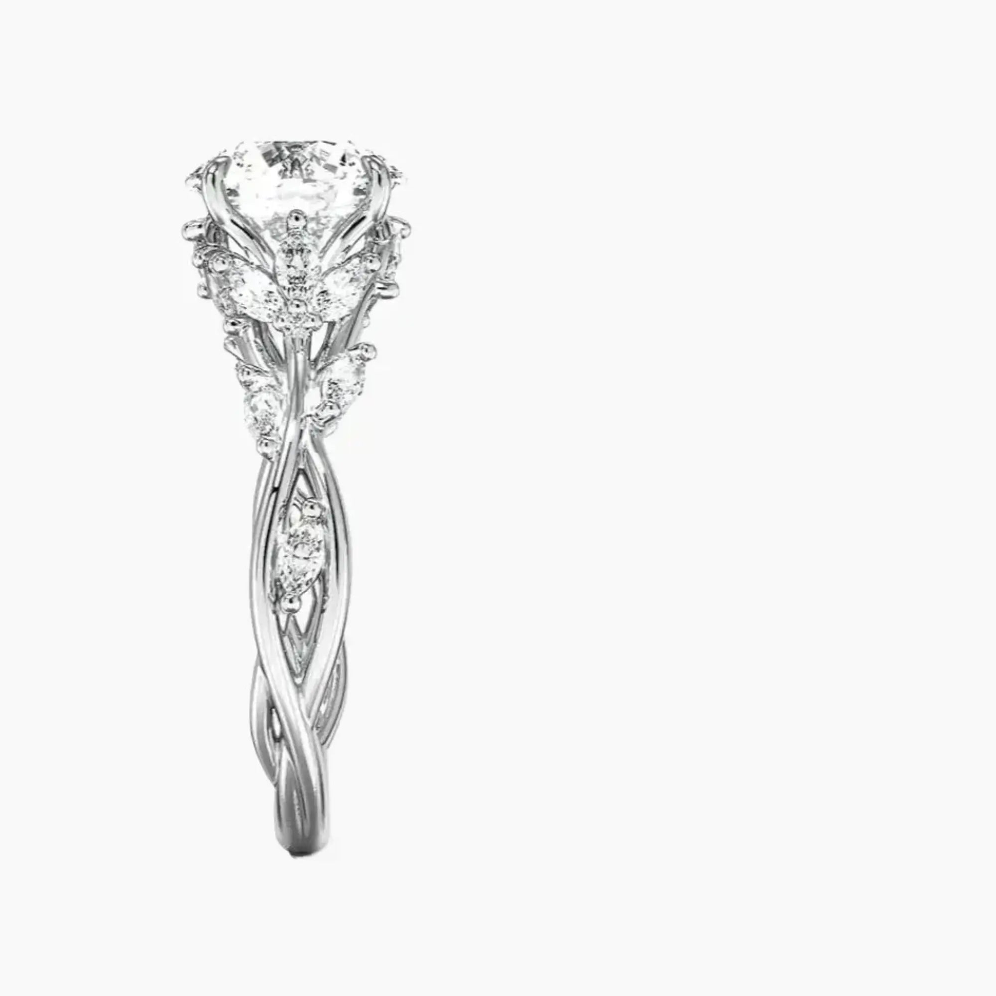 Melia Round Designer 1 Carat Lab Grown Diamond Engagement Ring in 18K White Gold