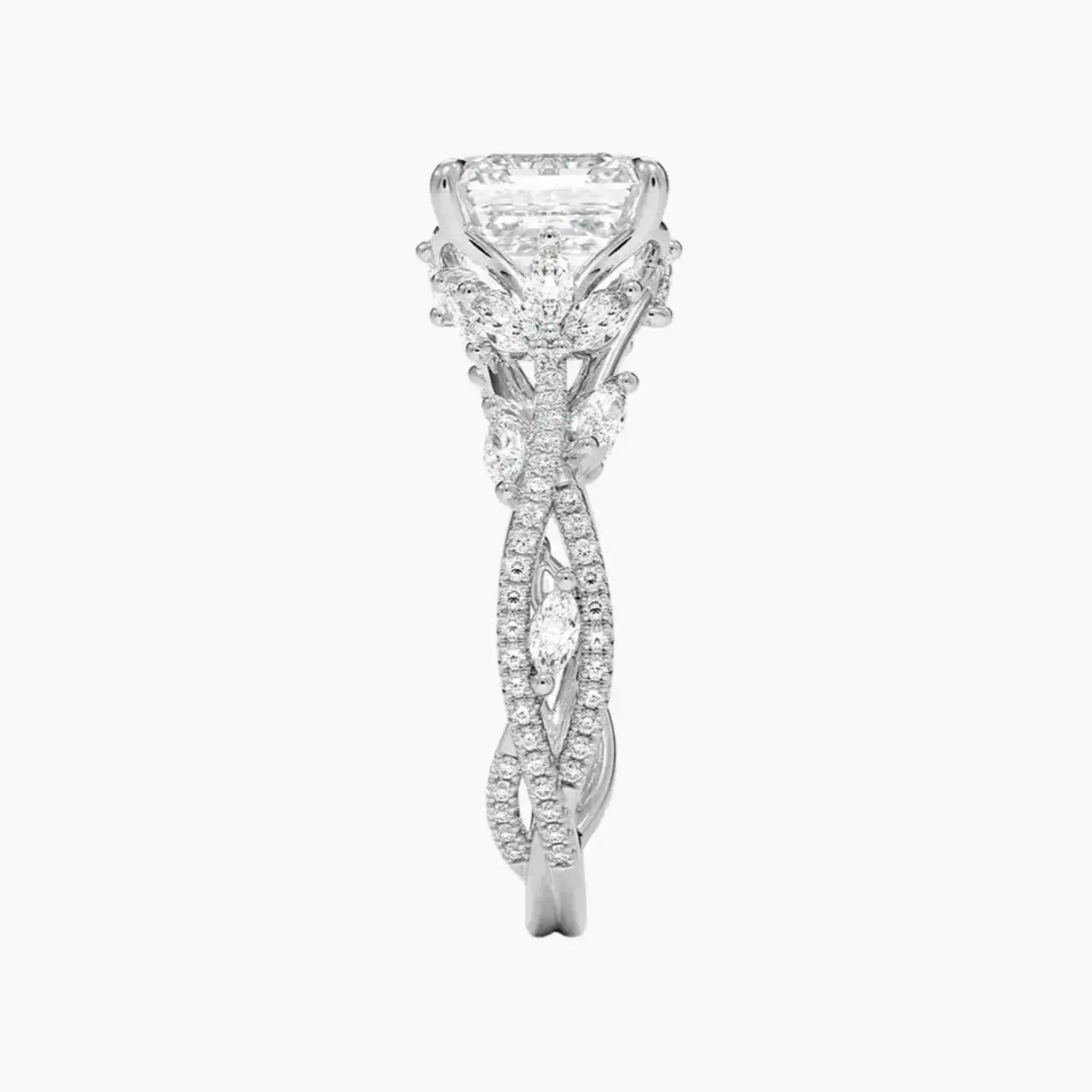 Melia Adorned Asscher Designer 2.5 Carat Lab Grown Diamond Engagement Ring in 14K Yellow Gold
