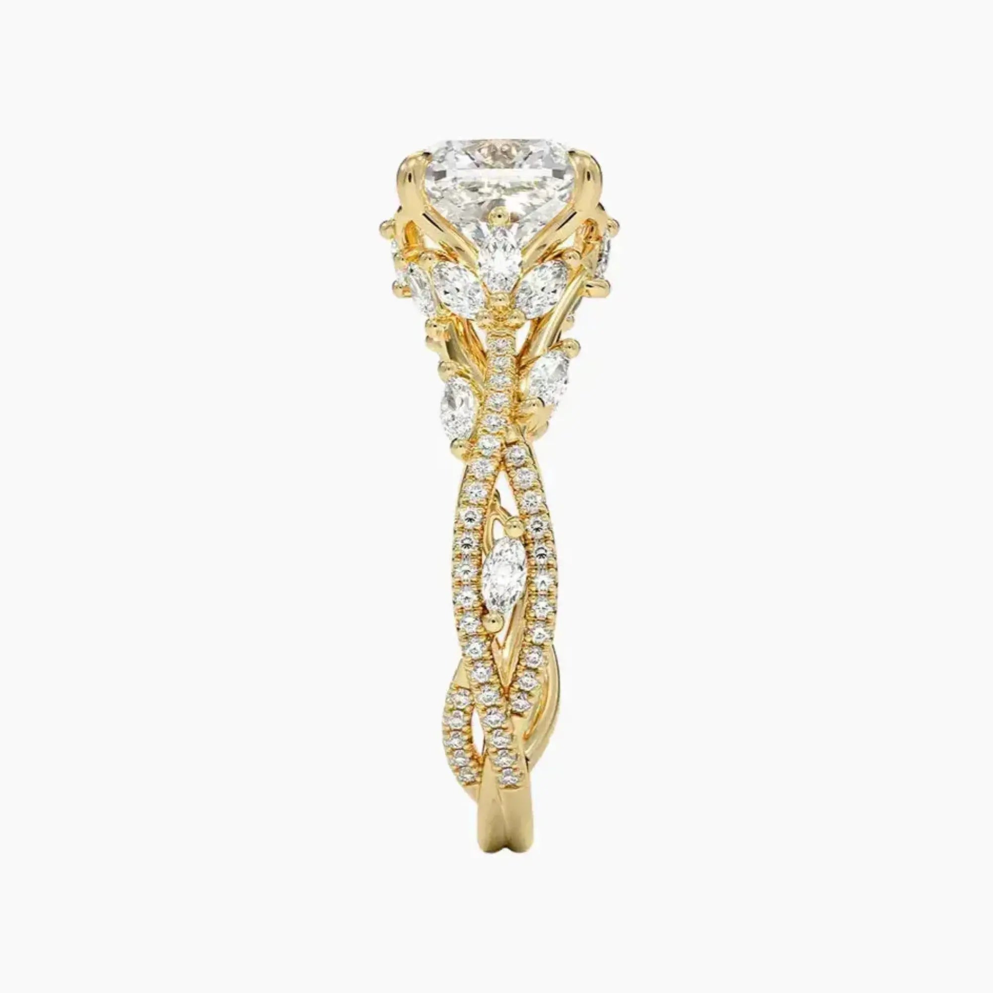 Melia Adorned Cushion Designer 1.5 Carat Lab Grown Diamond Engagement Ring in 14K Rose Gold