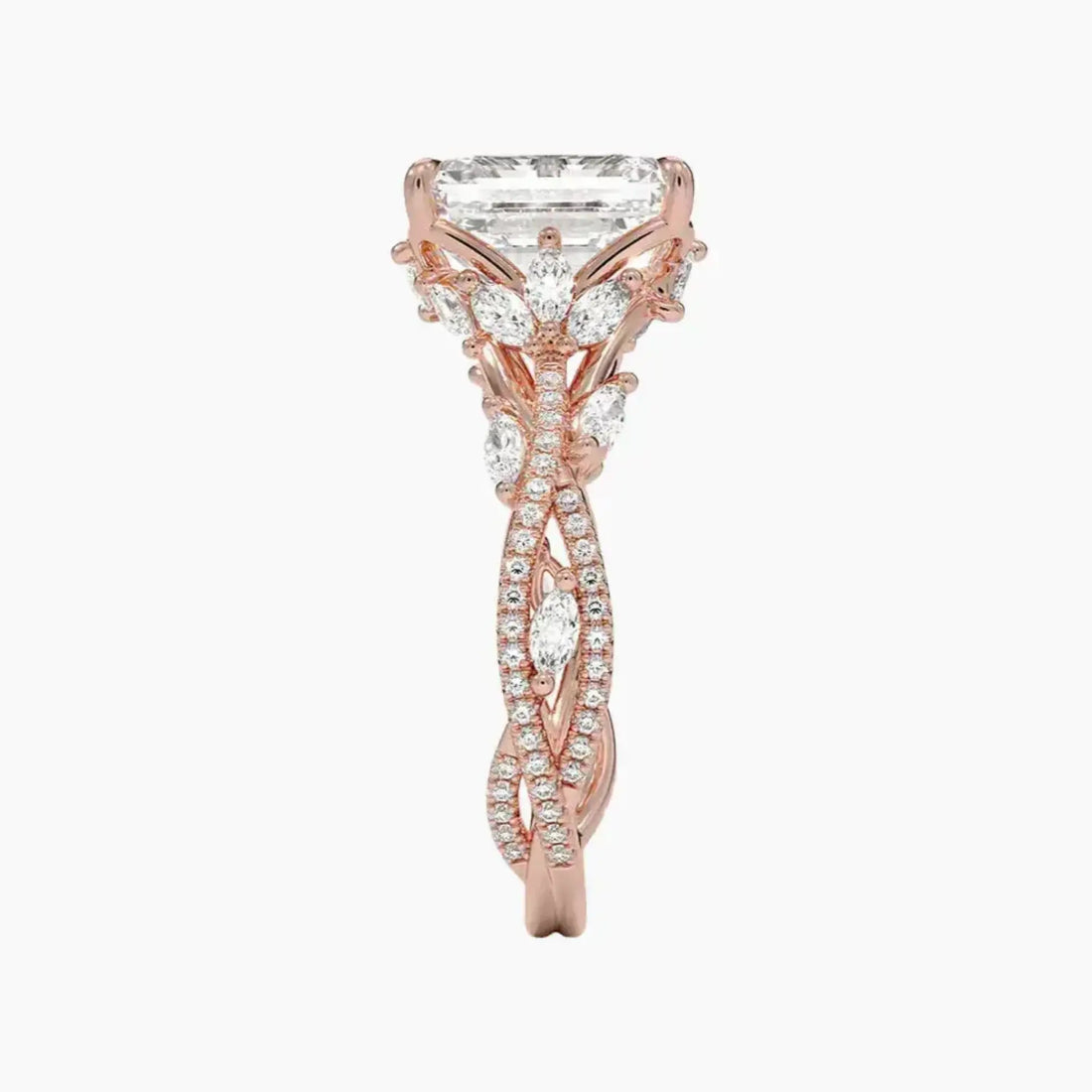 Melia Adorned Emerald Designer Diamond Ring Setting in 18K Rose Gold