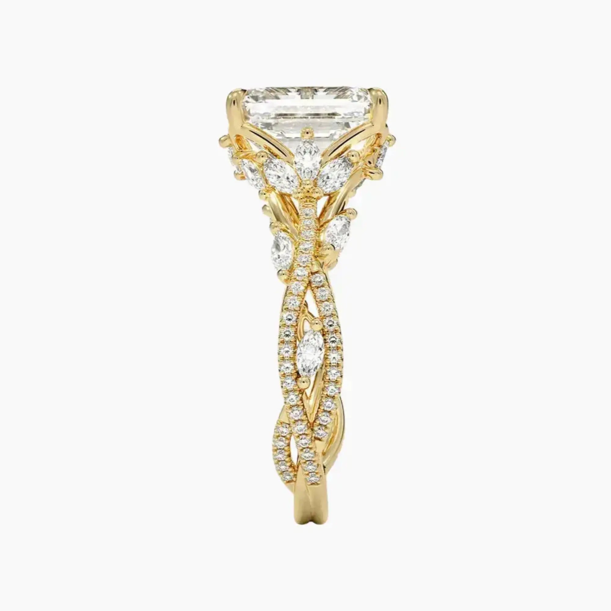 Melia Adorned Emerald Designer Diamond Ring Setting in 18K Rose Gold