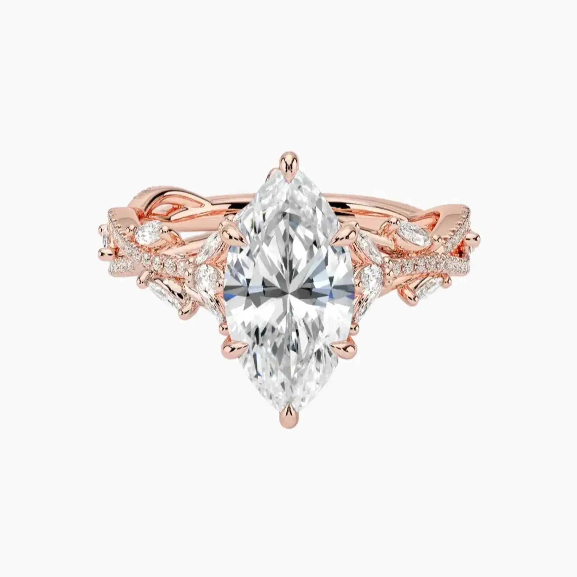 Melia Adorned Marquise Designer 1.5 Carat Lab Grown Diamond Engagement Ring in 14K Yellow Gold