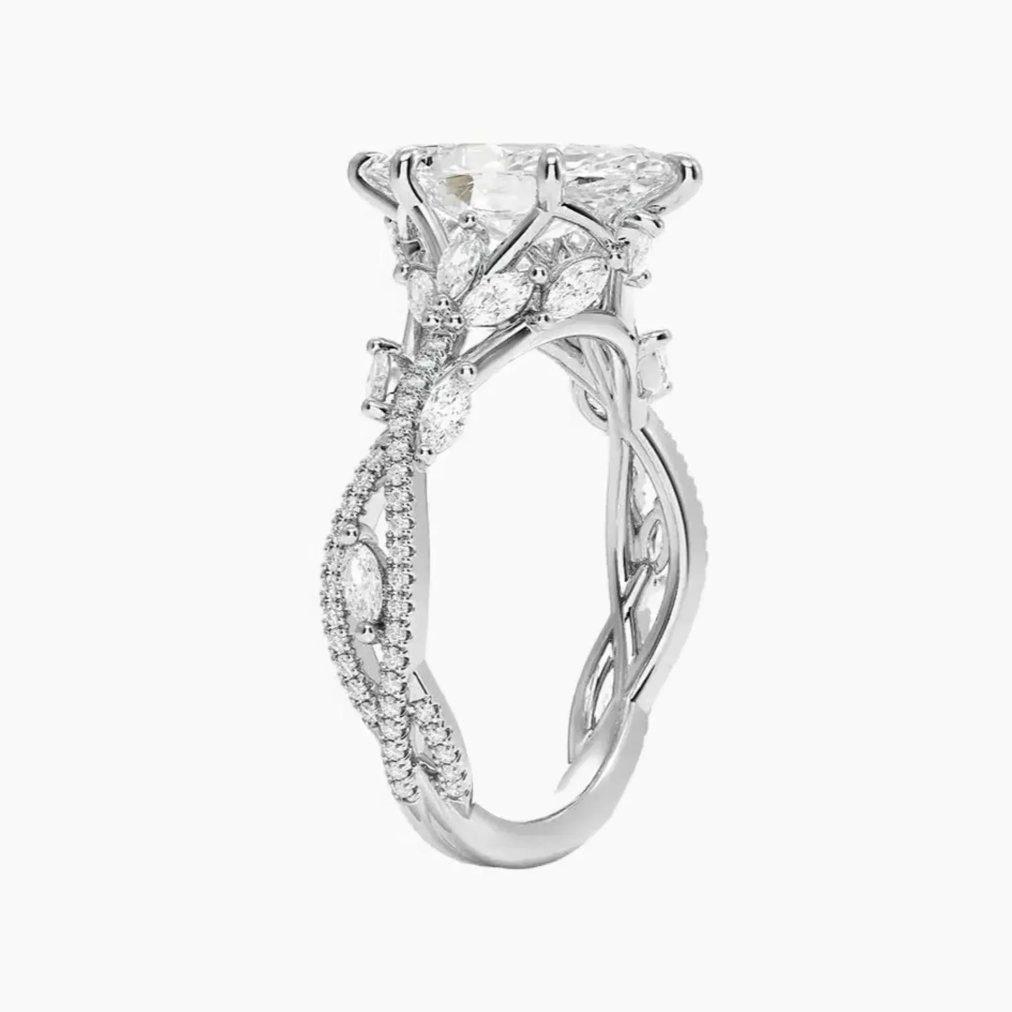 Melia Adorned Marquise Designer 1.5 Carat Lab Grown Diamond Engagement Ring in 14K Yellow Gold